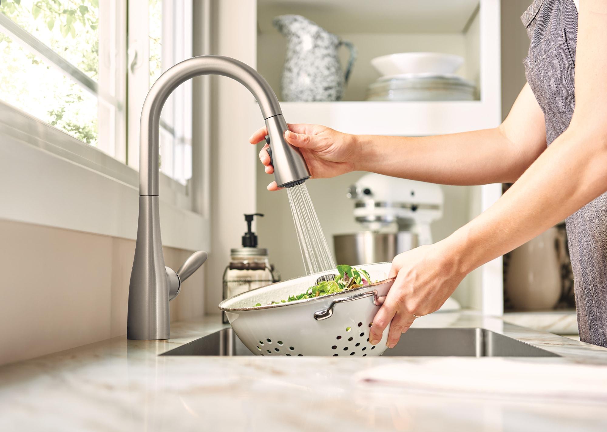 Moen Arbor One Handle Pulldown Kitchen Faucet Featuring Power Boost and Reflex