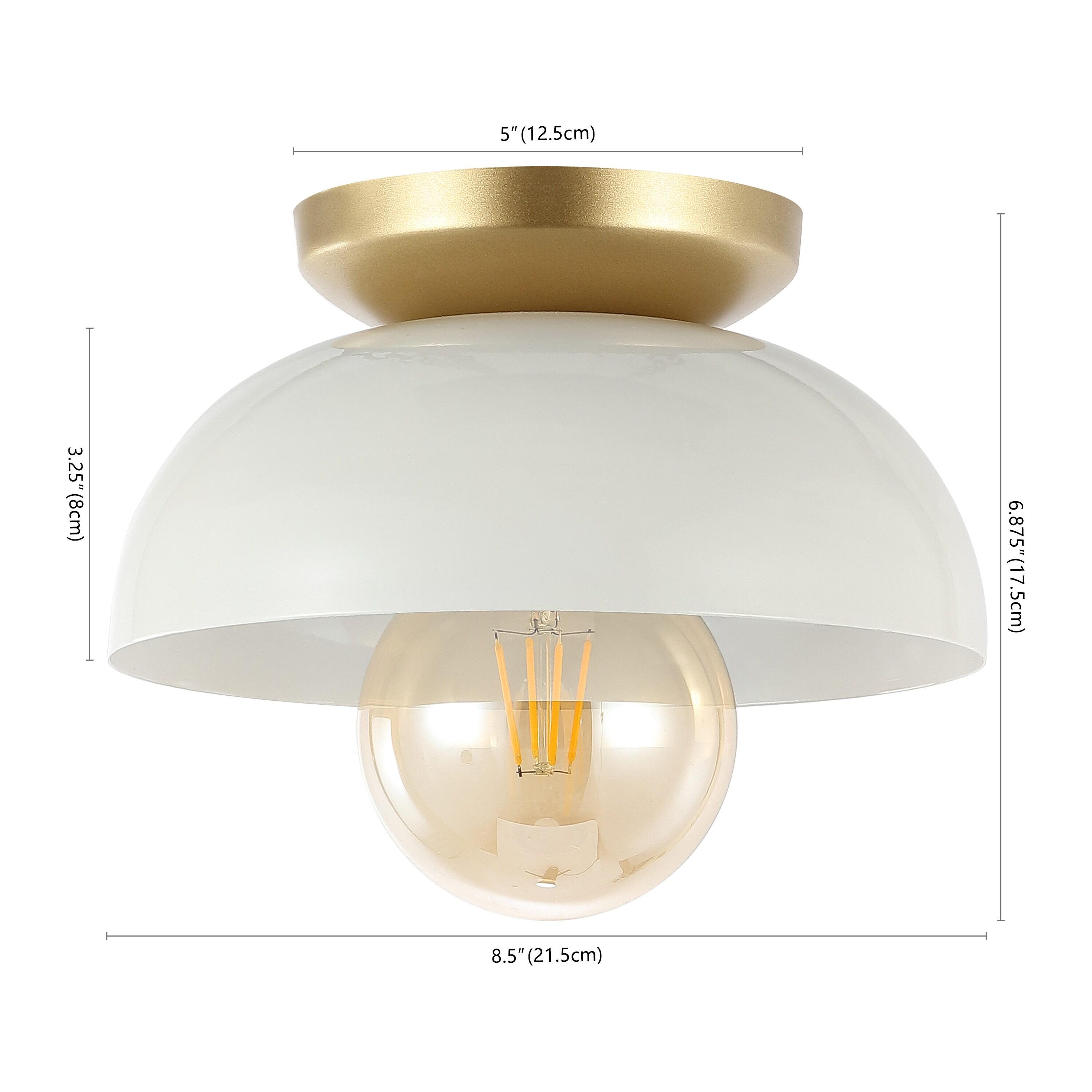 Paulina 8.5" 1-Light Classic Industrial Iron LED Flush Mount, White/Gold Painting