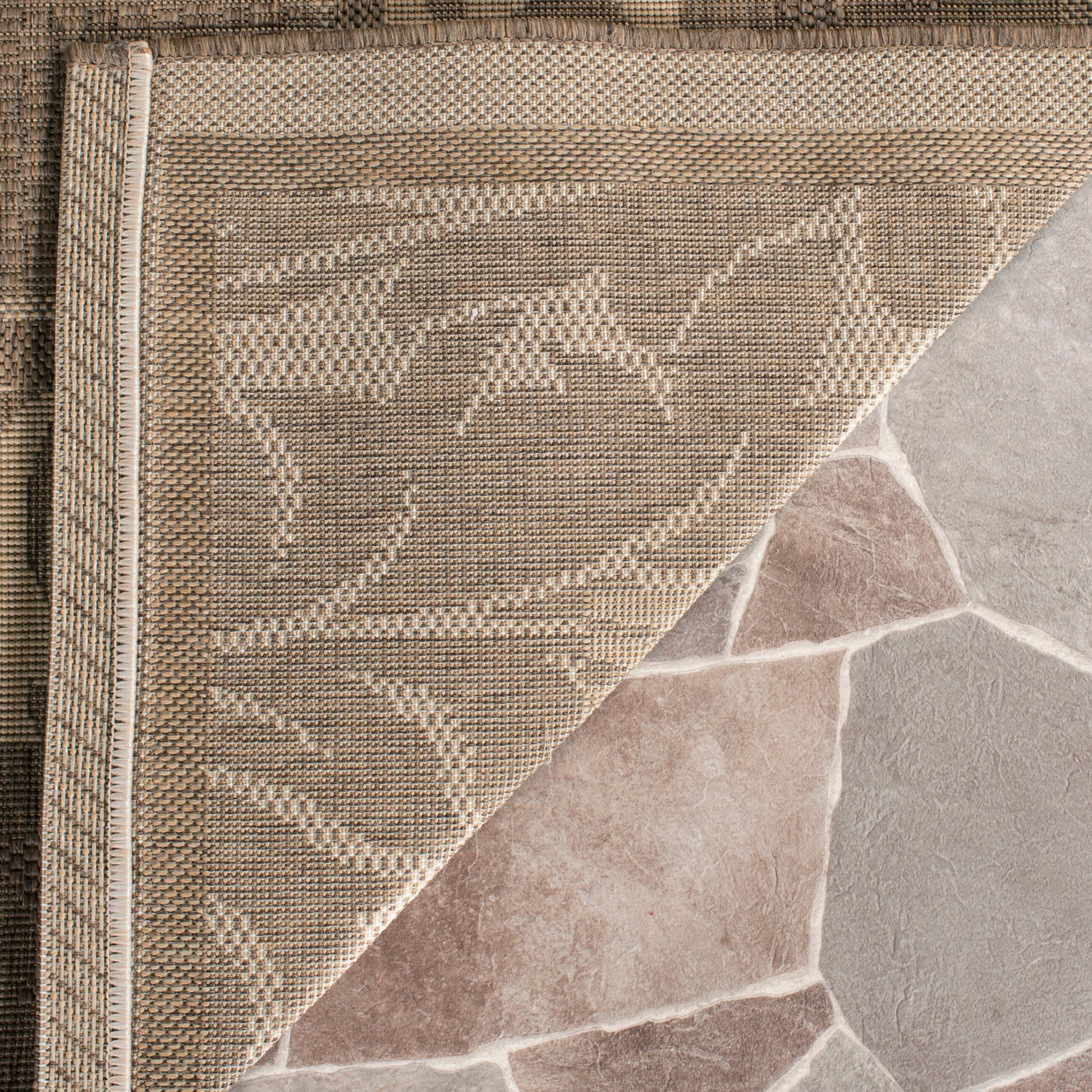 Courtyard CY1704 Power Loomed Indoor and Outdoor Area Rug - Brown/Natural - 6'7"x6'7" - Safavieh