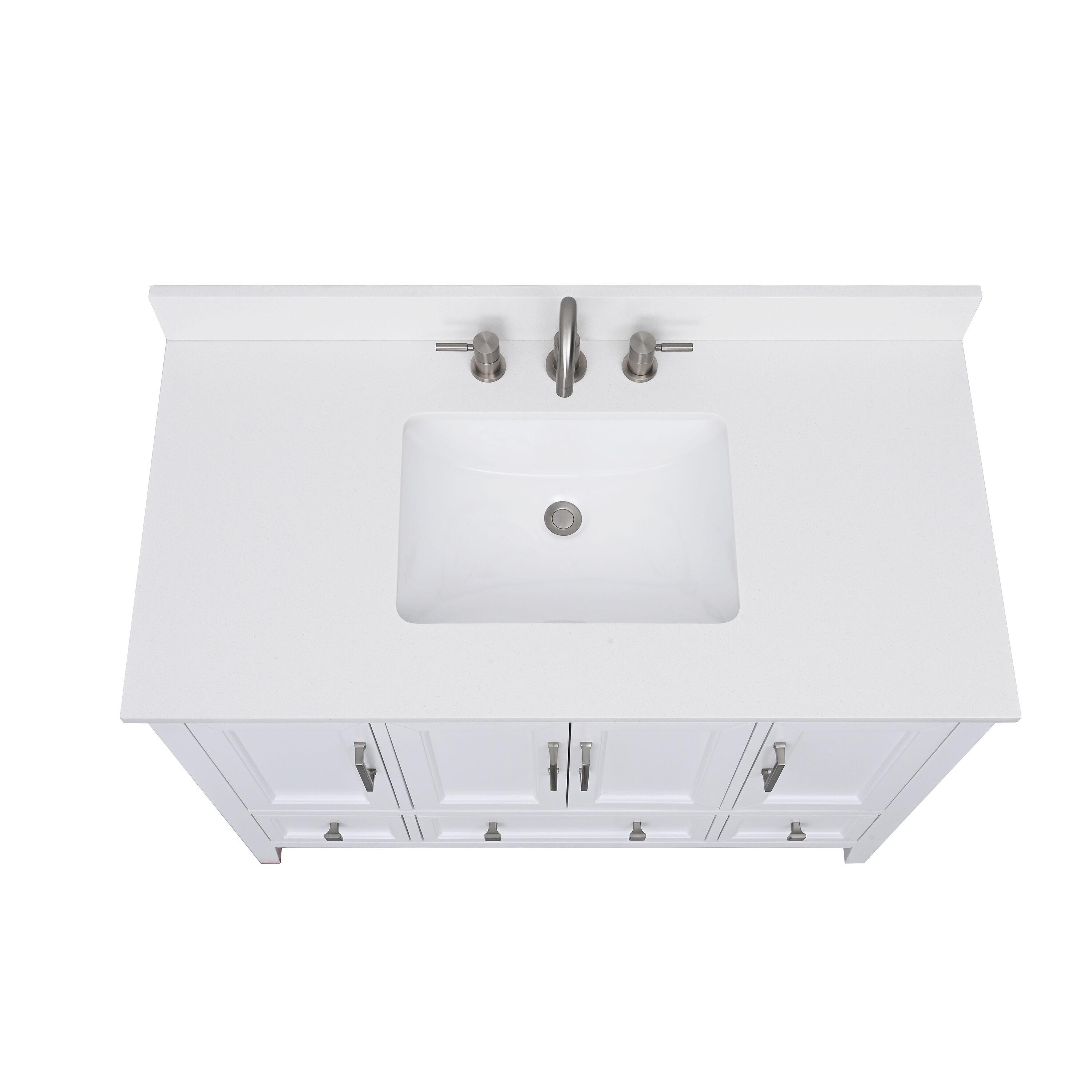 43'' Quartz Single Bathroom Vanity Top with Sink