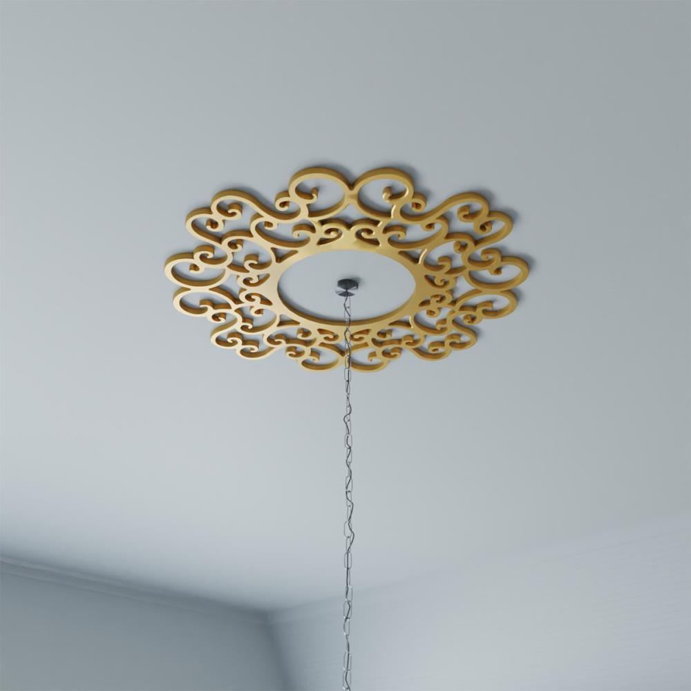 22"OD x 8 3/8"ID x 3/4"P Reims Architectural Grade PVC Pierced Ceiling Medallion, Gold