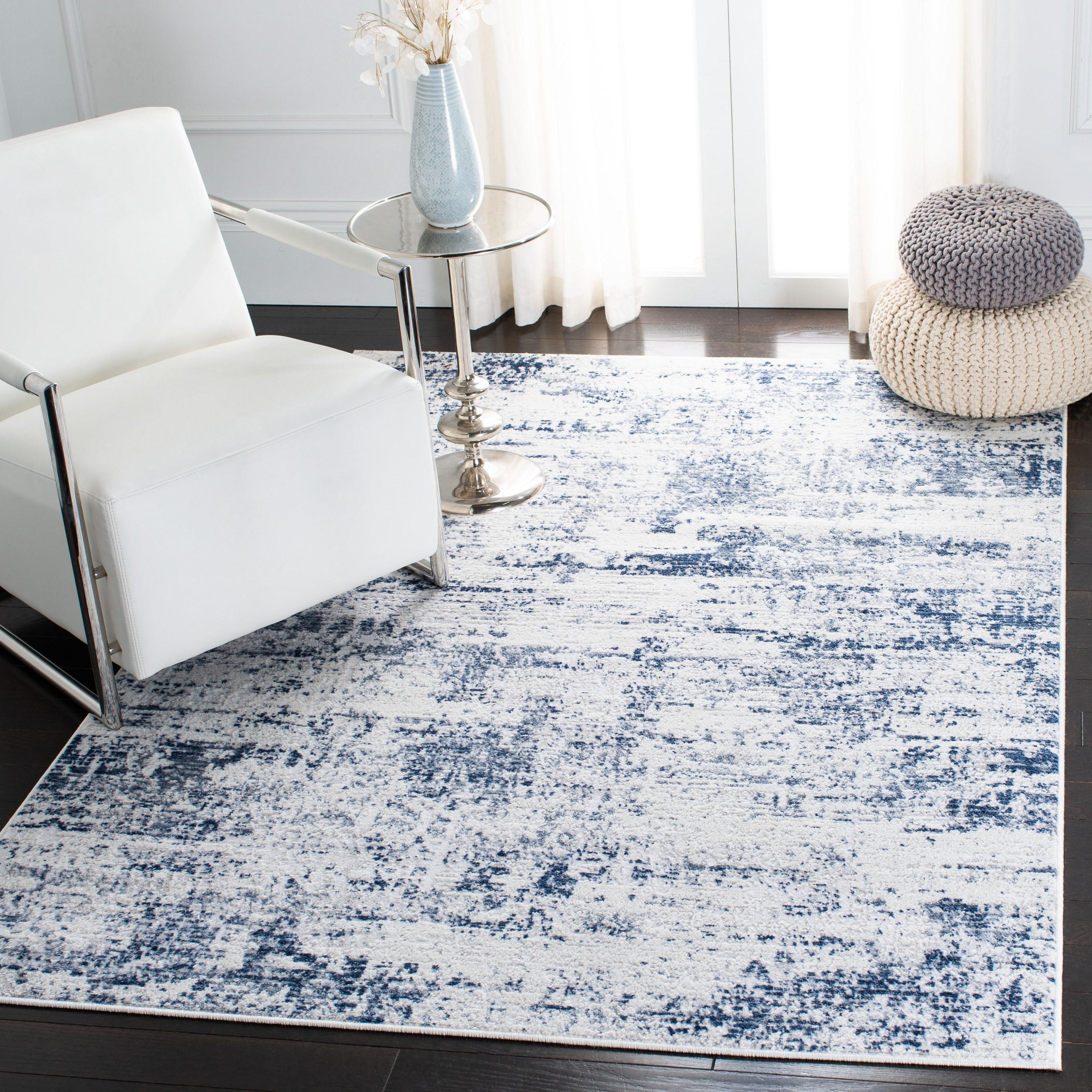 Amelia ALA700 Power Loomed Area Rug - Ivory/Navy - 6'7"x6'7" - Safavieh.