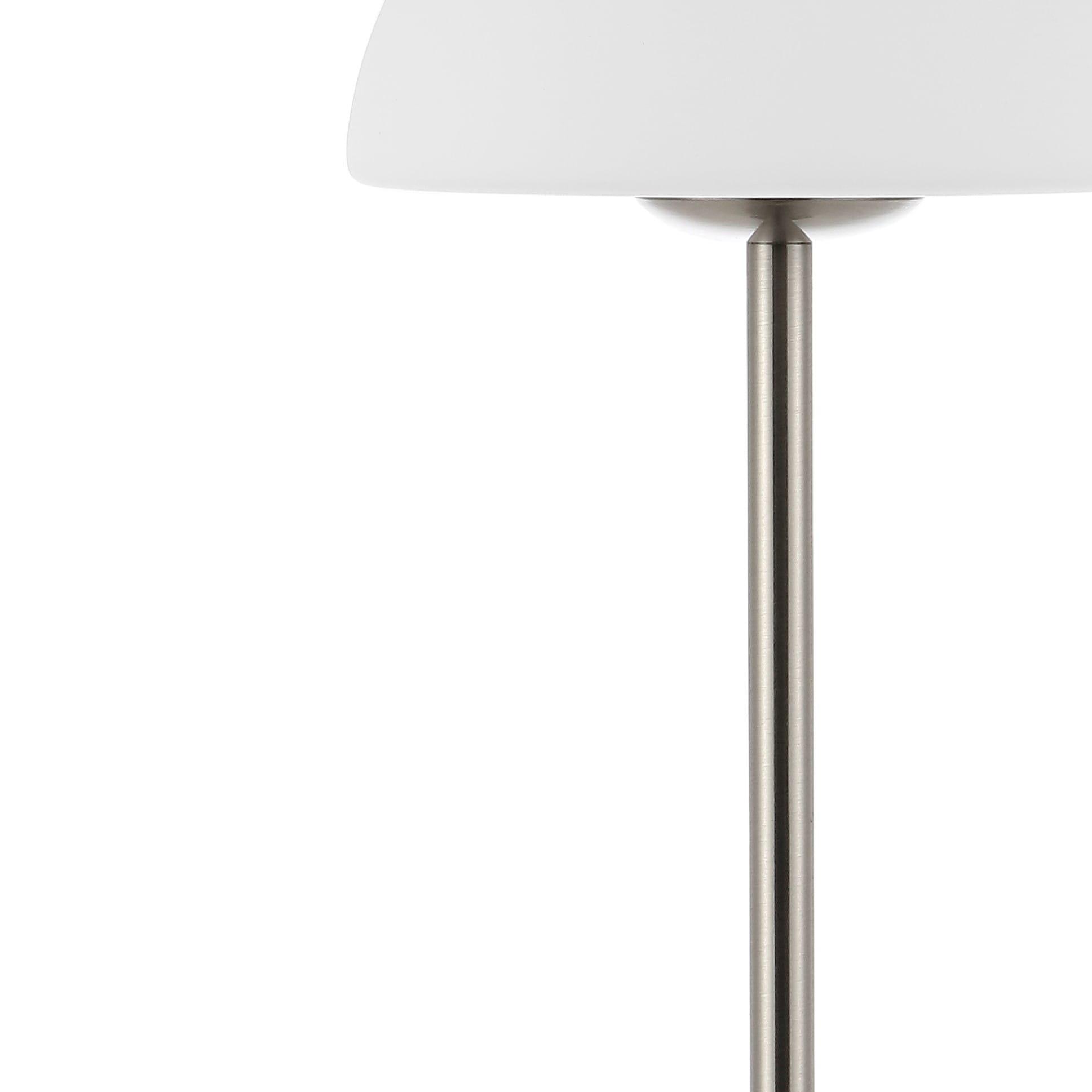 JONATHAN Y Xavier 12.5" Modern Minimalist Iron Rechargeable Integrated Portable LED Table Lamp, Nickel/White, JYL7109A