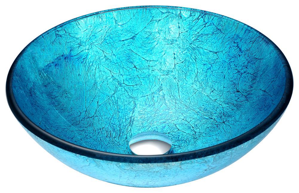 ANZZI Accent 16.5'' Blue Tempered Glass Circular Bathroom Sink