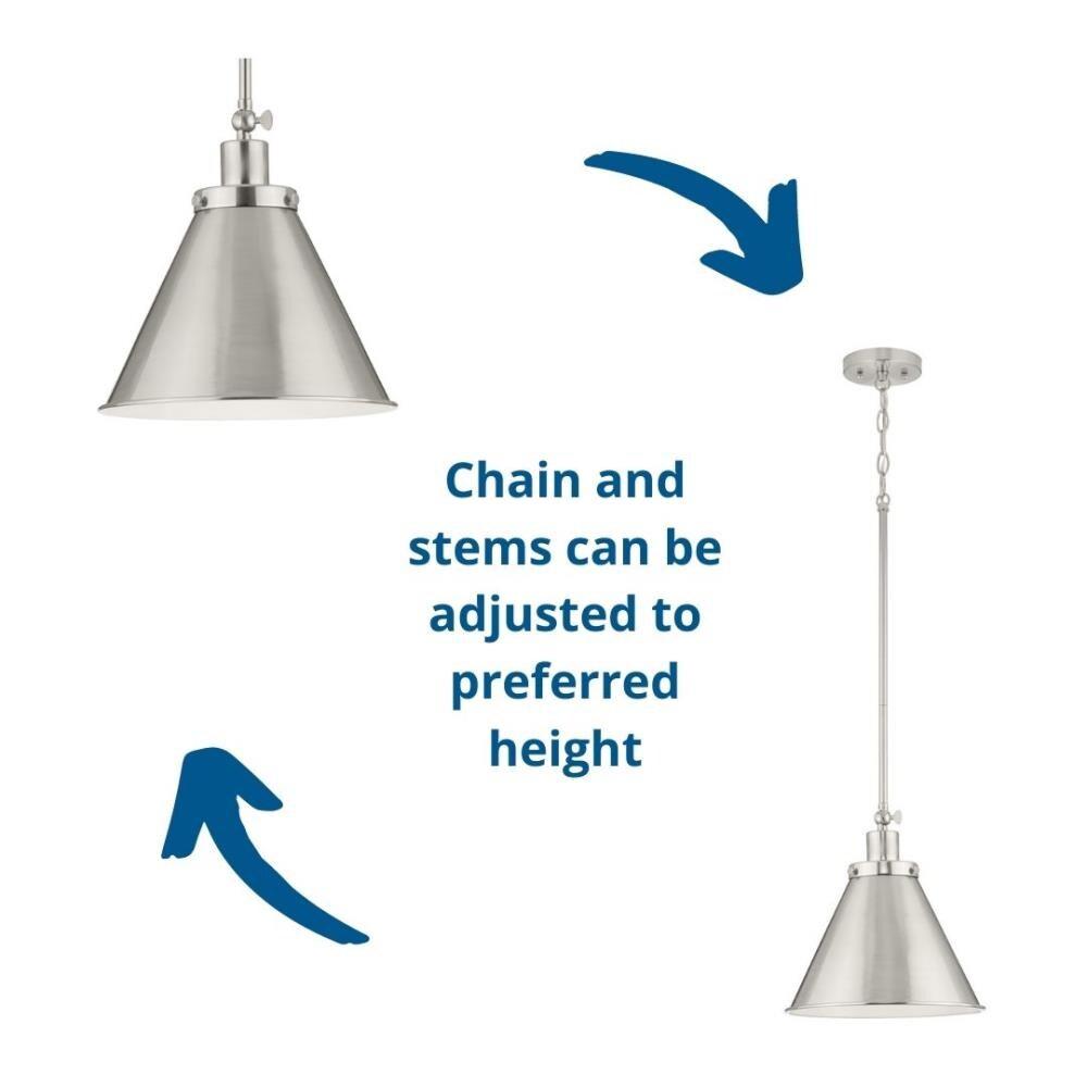 Progress Lighting Hinton 1-Light Pendant Brushed Nickel Steel Industrial Shade