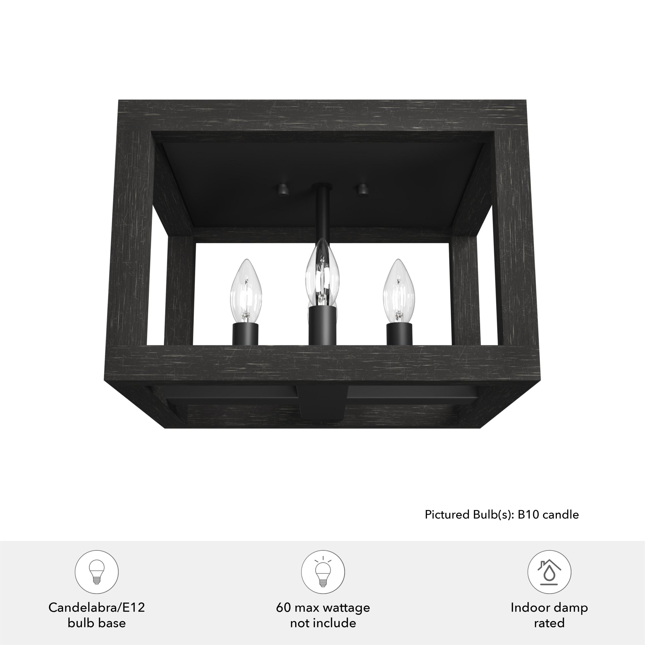 Squire Manor 4 - Light 12'' Lantern Square / Rectangle Flush Mount