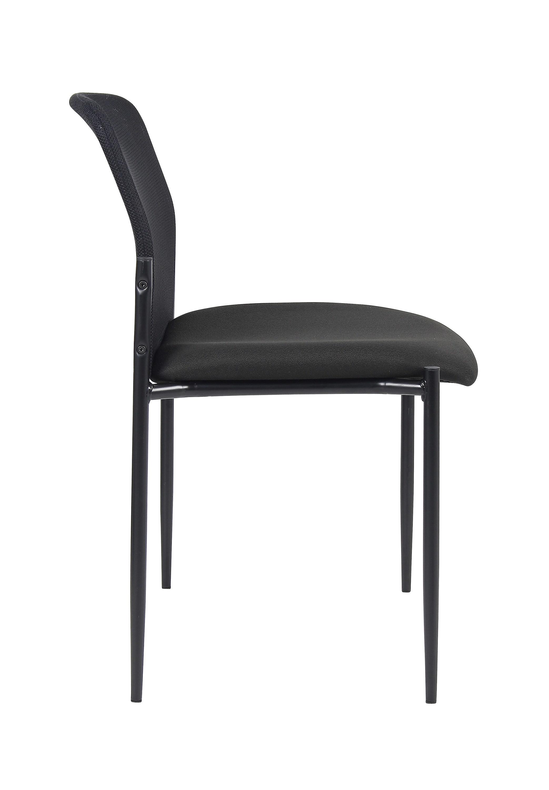Mesh Guest Chair Black - Boss Office Products: Armless, Stackable, Metal Frame
