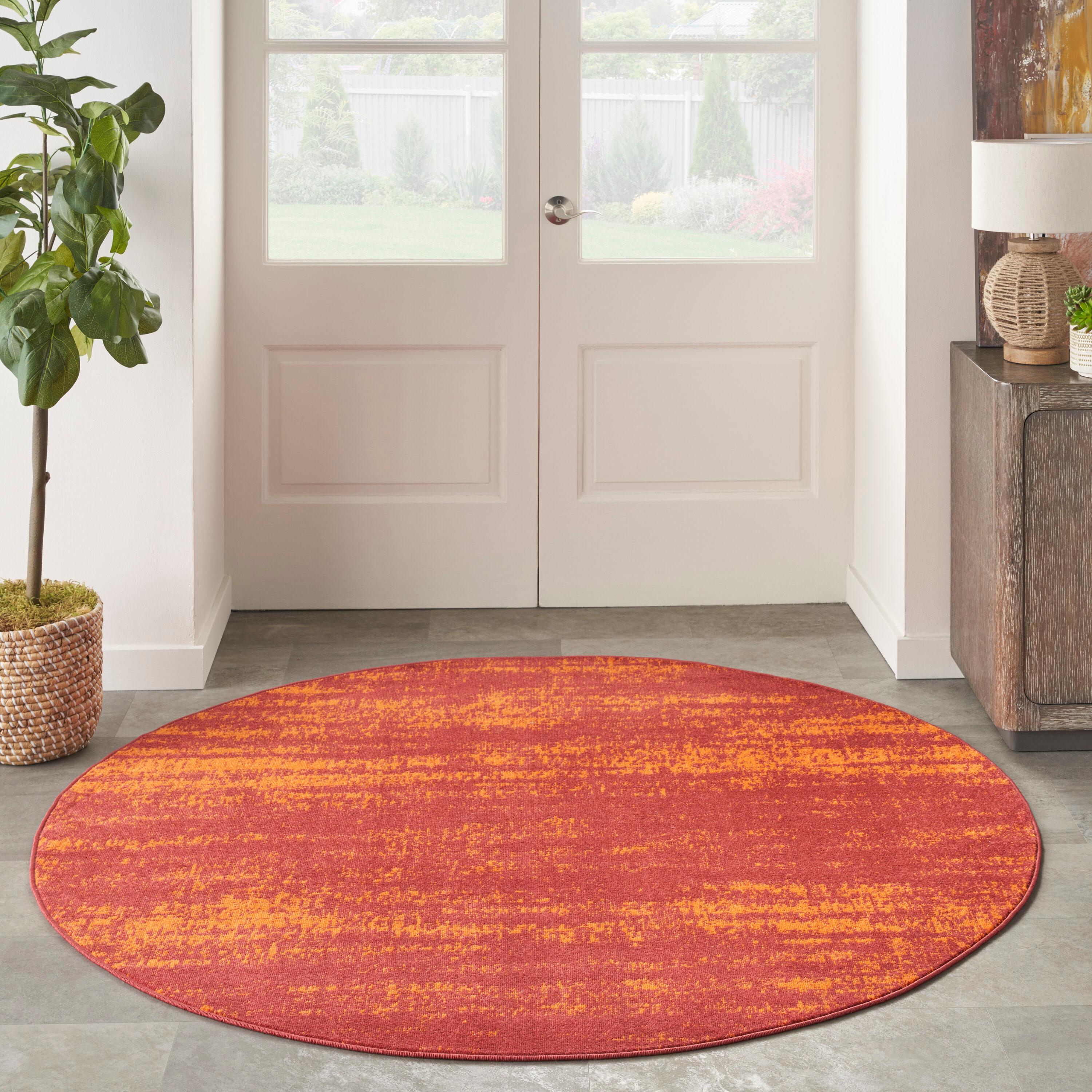 Nourison Essentials 4' x round Red Modern Indoor/Outdoor Rug