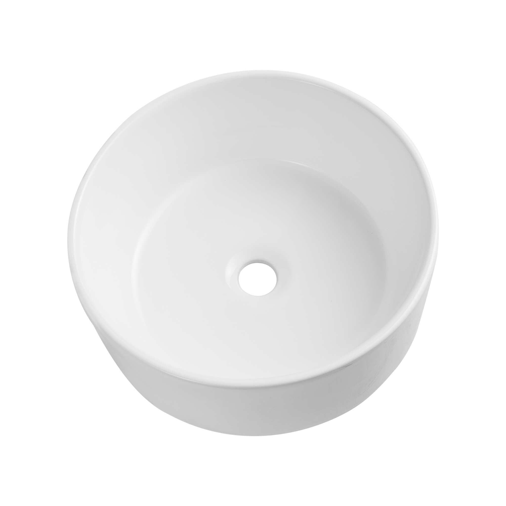 DeerValley Symmetry 16" Circular/Round White Vitreous Vessel Bathroom Sink