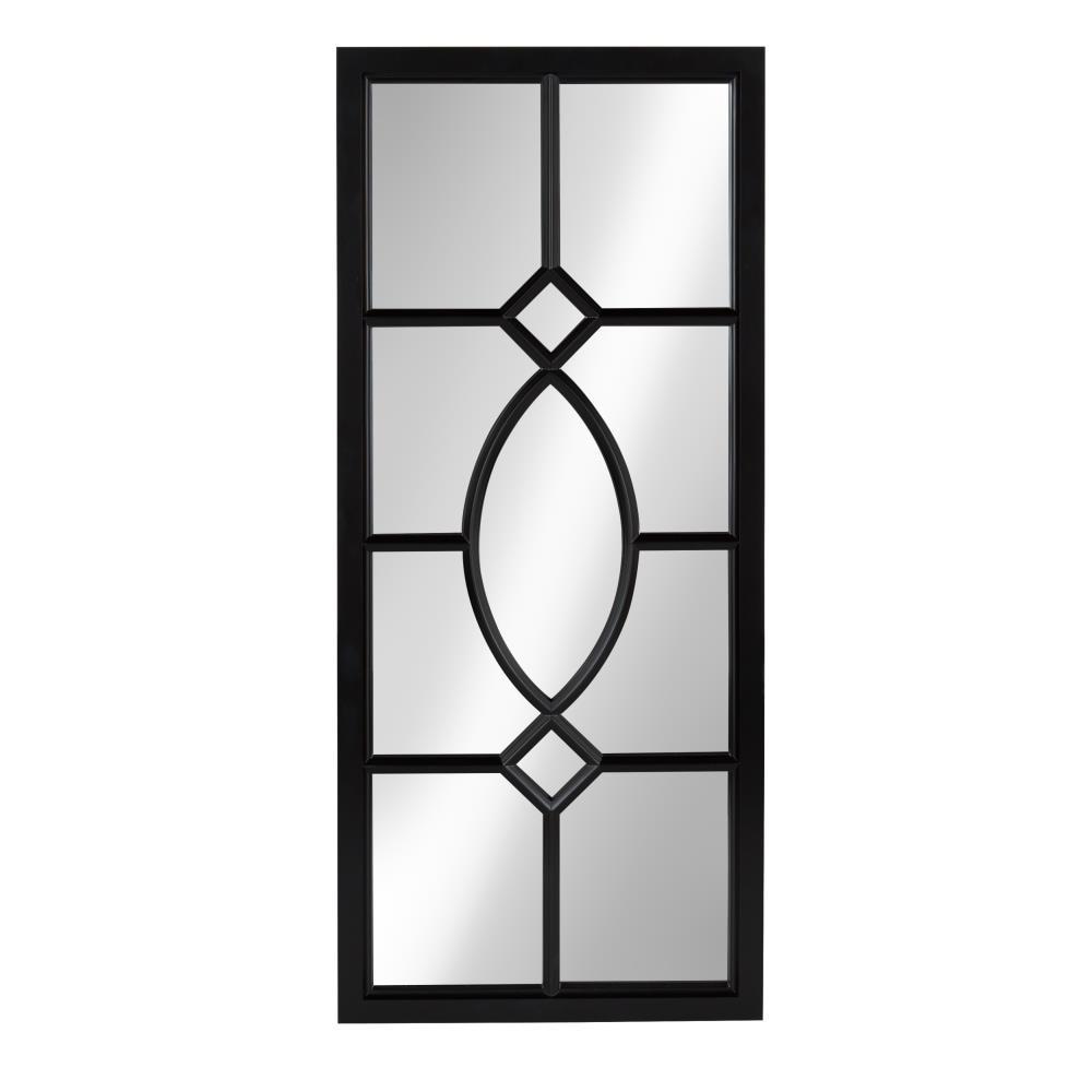 13" x 30" Cassat Framed Wall Accent Mirror Black - Kate and Laurel: Modern Glossy Finish, No Assembly Required