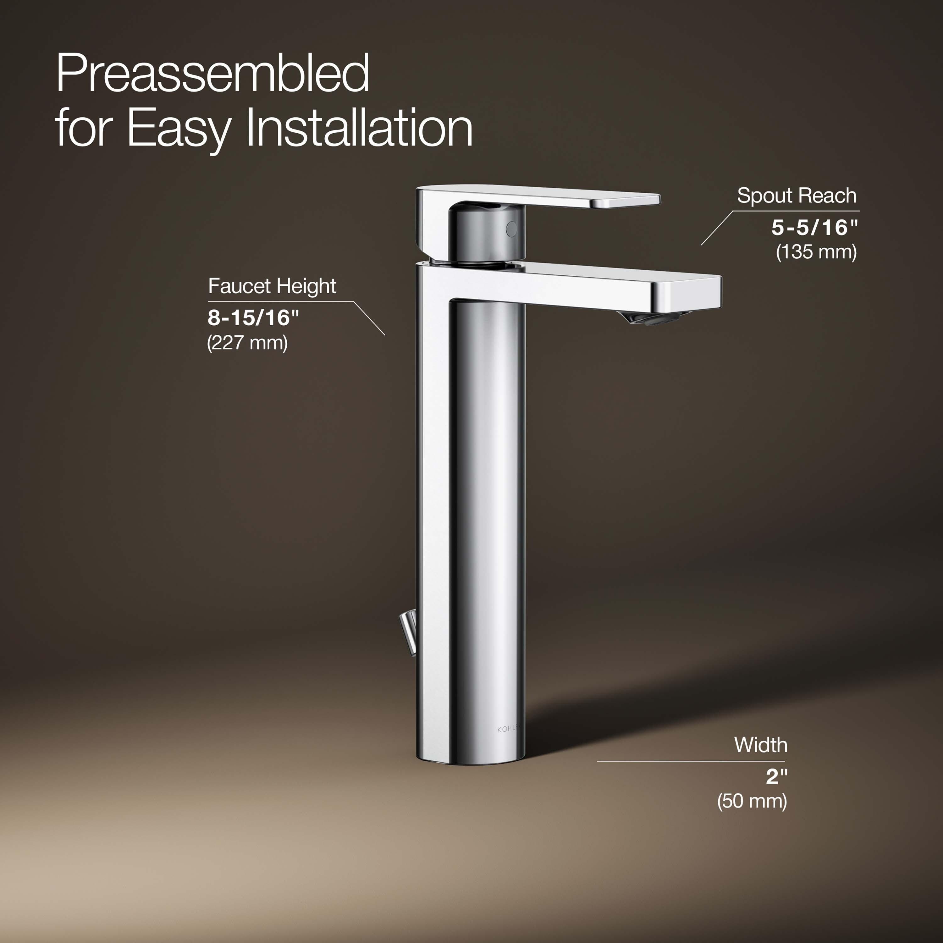 Parallel™ Tall Single-Handle Bathroom Sink Faucet, Single-Hole Faucet with Pop-Up Drain, 1.2 GPM