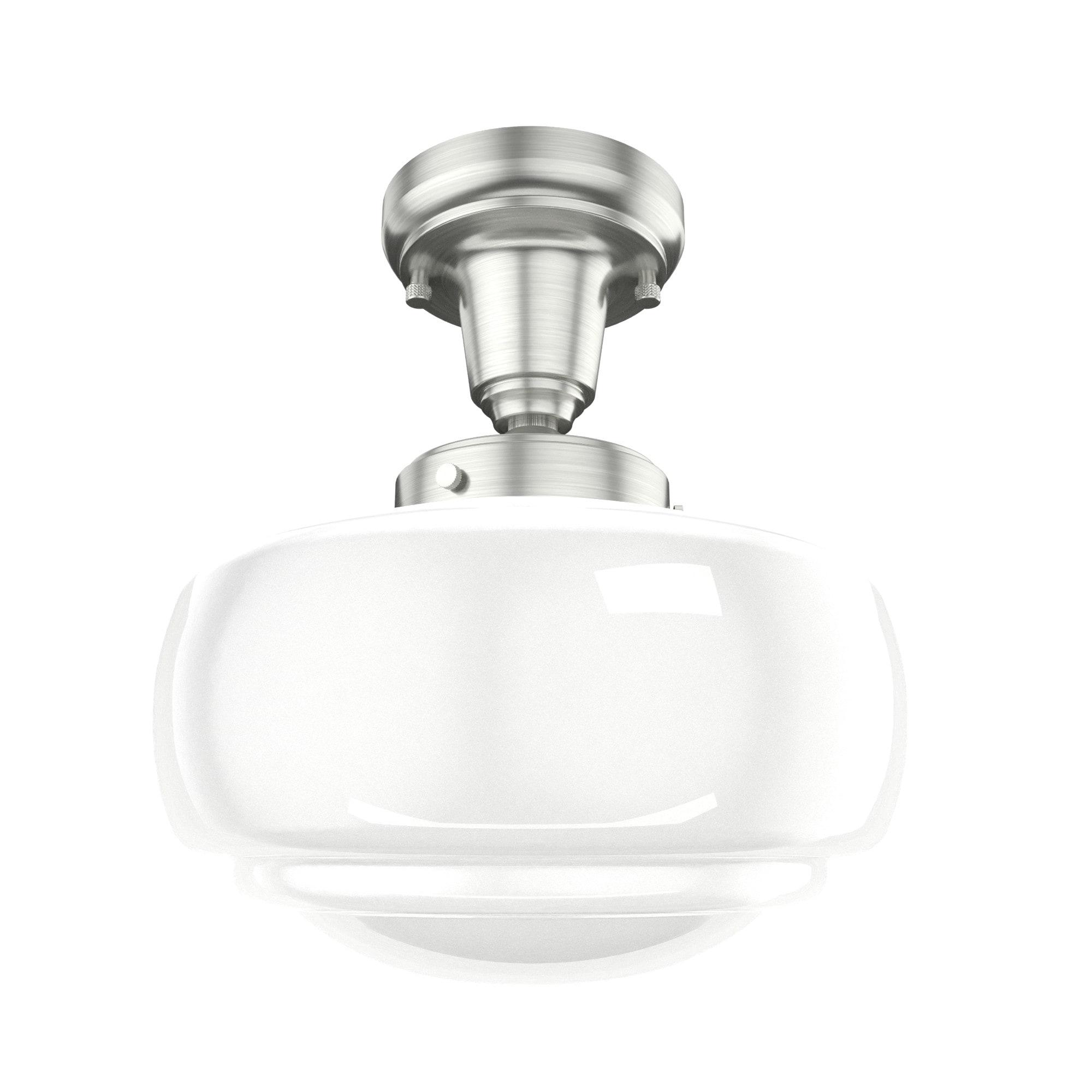 Hunter 10 inch Saddle Creek Brushed Nickel 1 Light Cased White Glass Pendant Ceiling Light Fixture