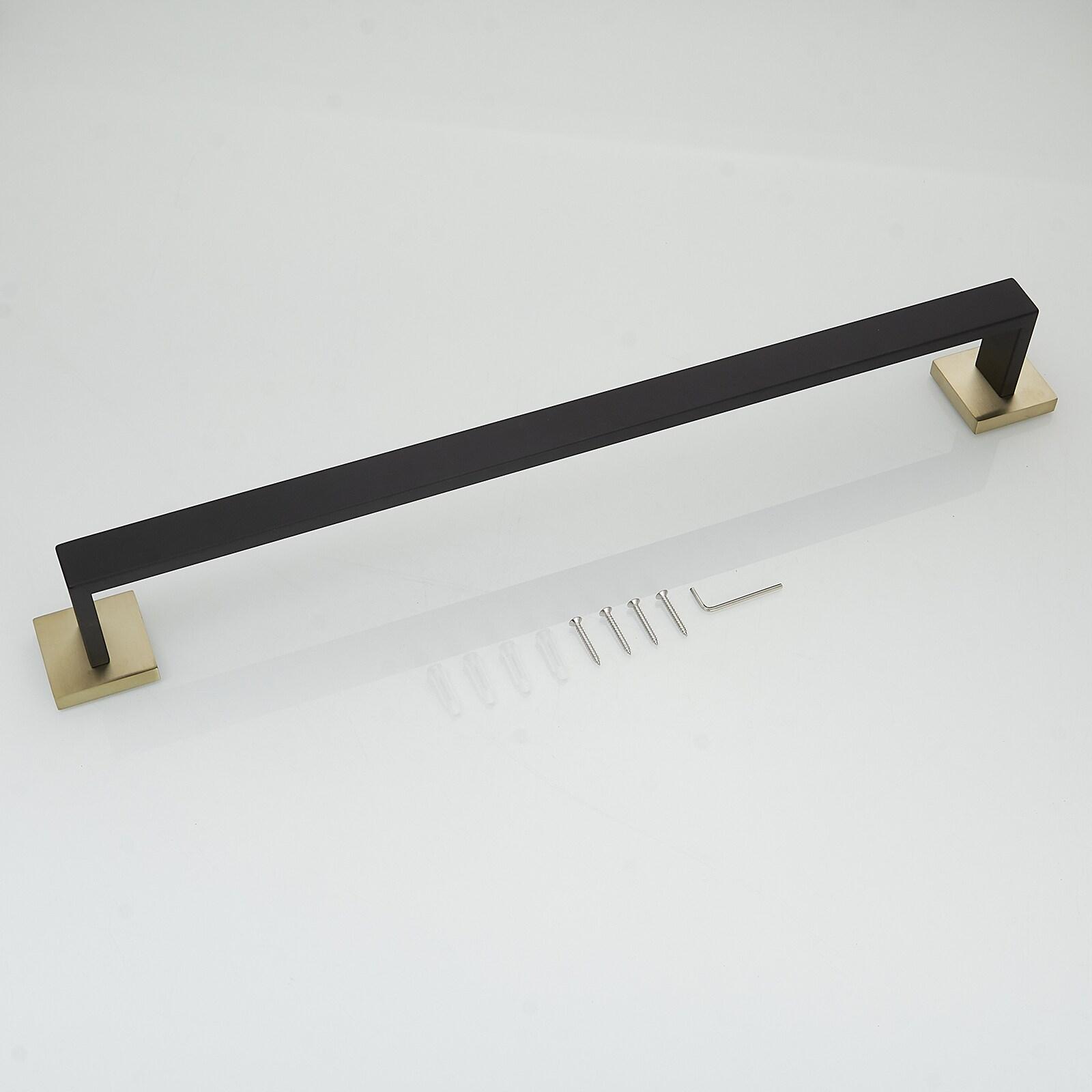 BWE 24 In. Modern Square Wall Mounted Single Bathroom Towel Bar Holder Rack Bath Accessories Hanger
