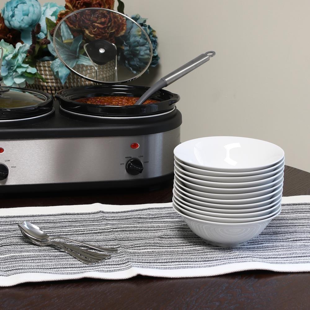 Gibson Home 7 Inch Fine Ceramic Bowls 12 Piece Set in Pearl
