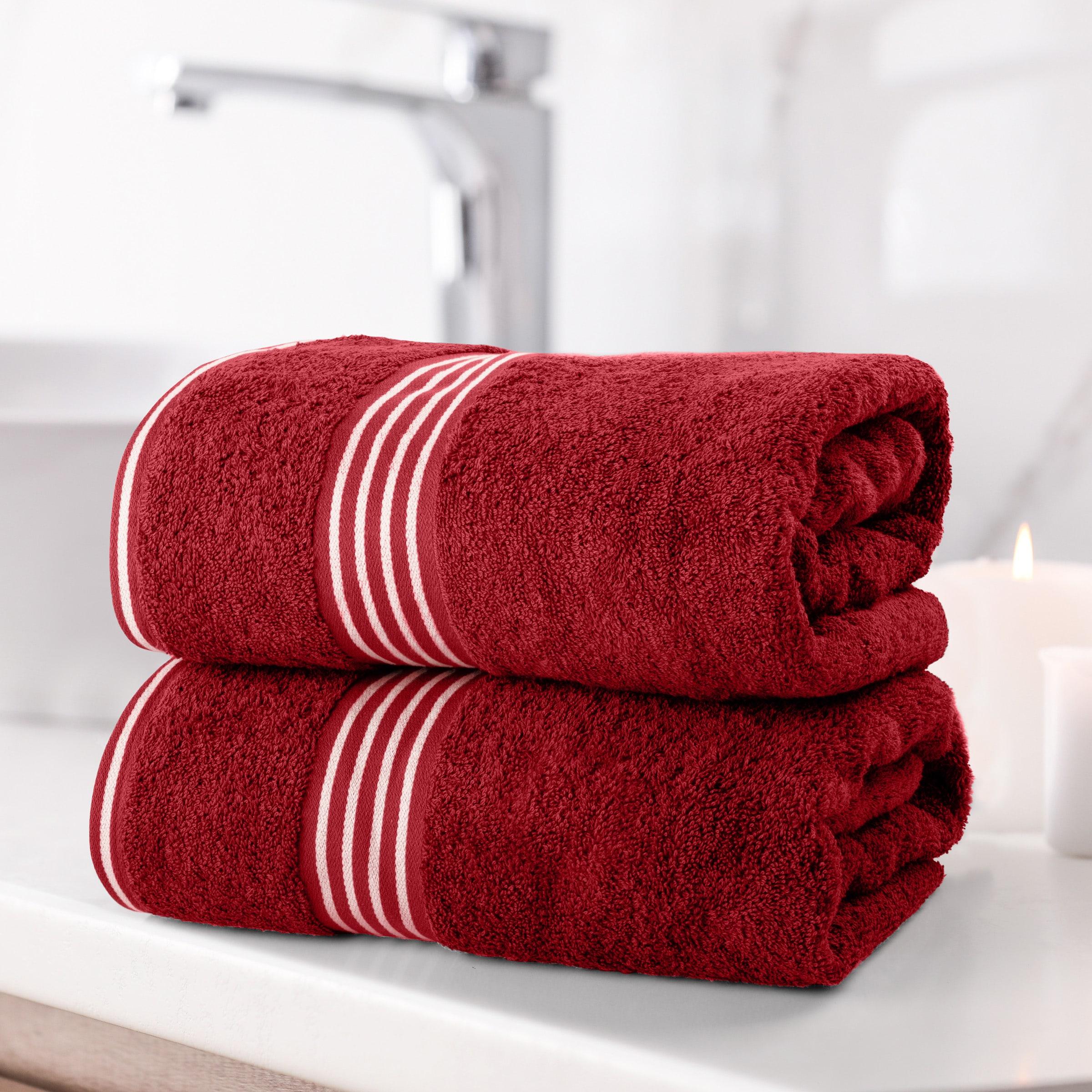 Lavish Home Luxury Cotton Bath Towels, Burgundy