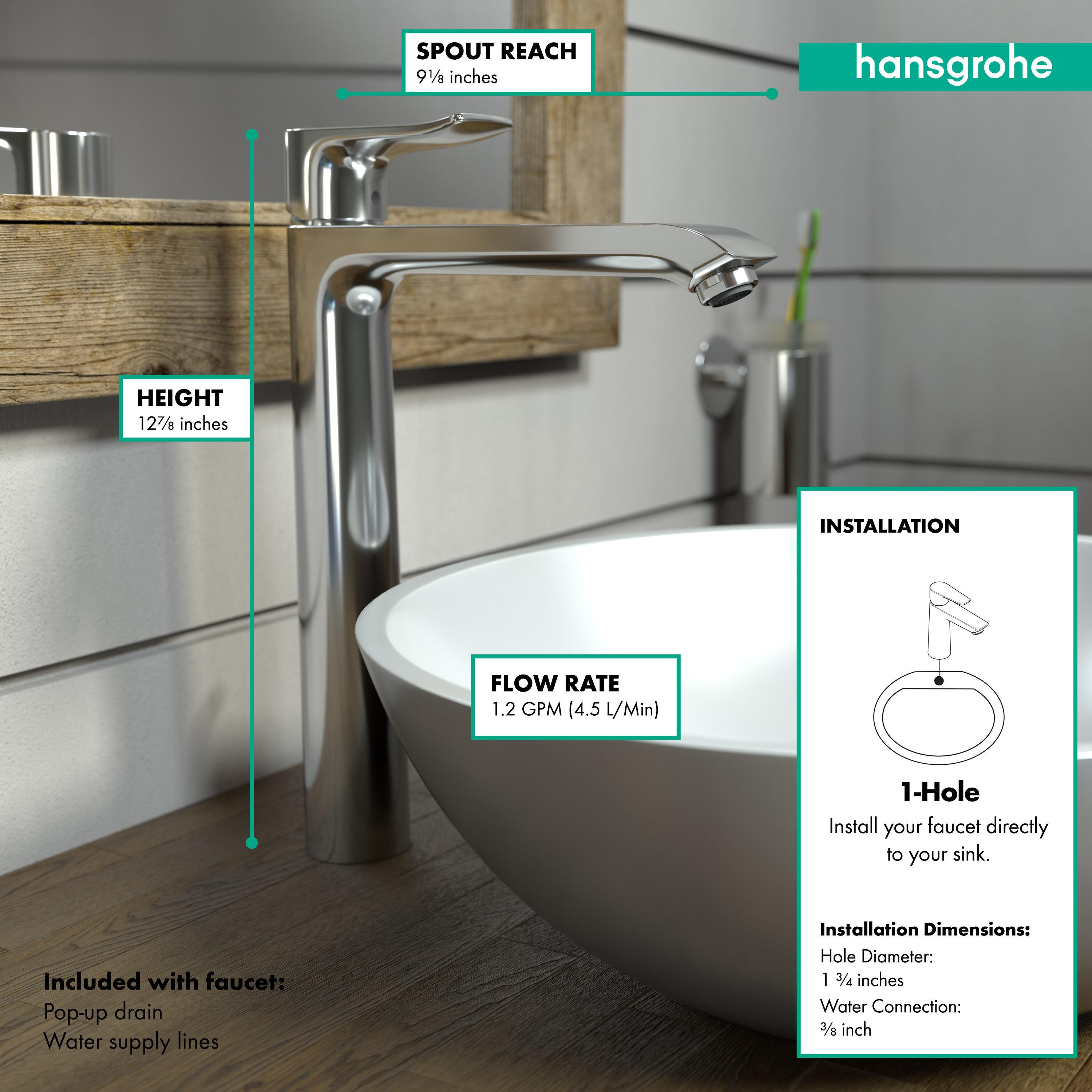 Metris E Standard Single Hole Bathroom Faucet with Drain Assembly