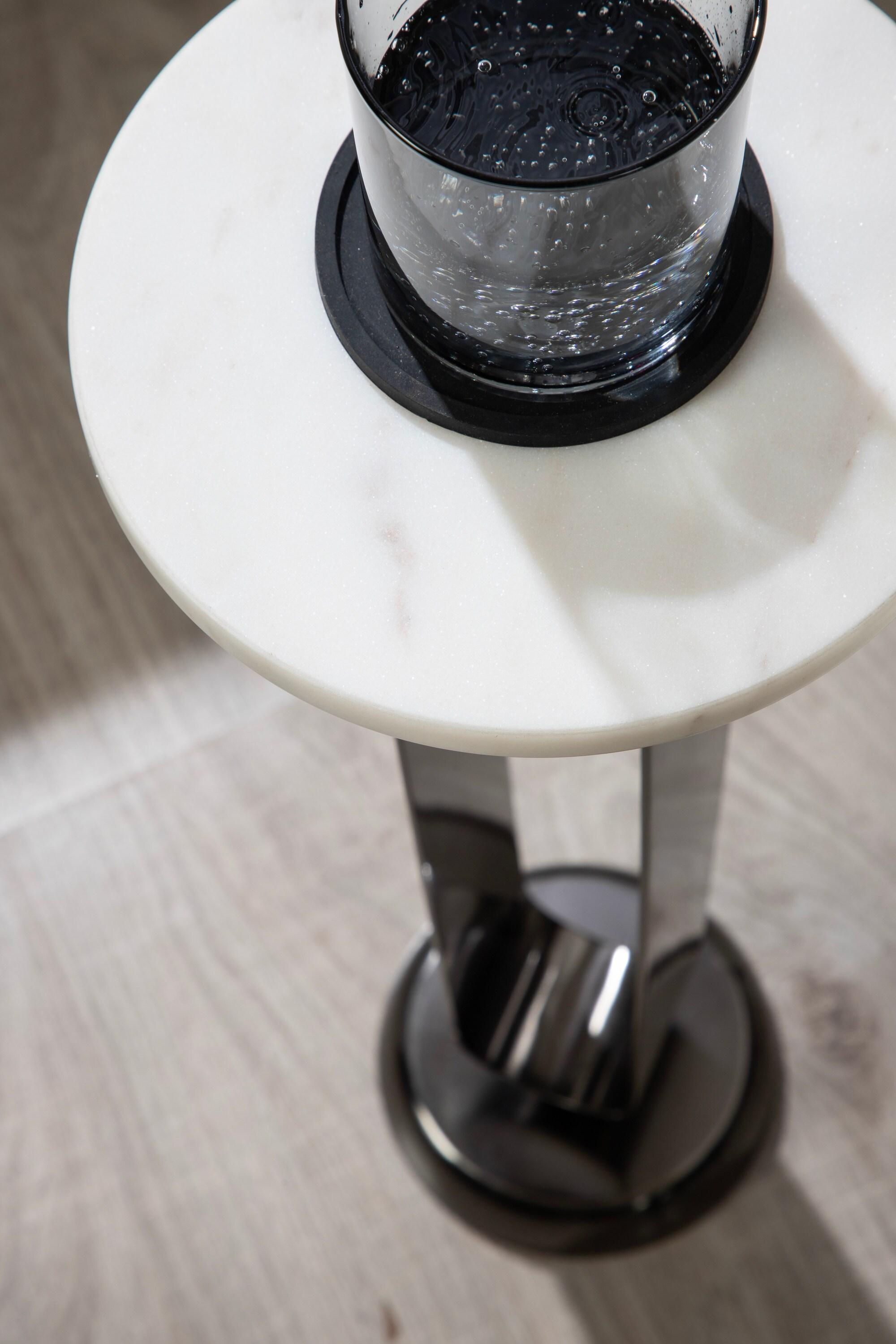 Kate and Laurel Helio Glam Drink Table, 8x8x24, Pewter