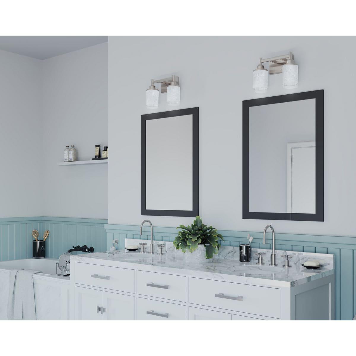 Progress Lighting Alexa Collection 2-Light Bath Fixture, Brushed Nickel, White Linen Glass Shade
