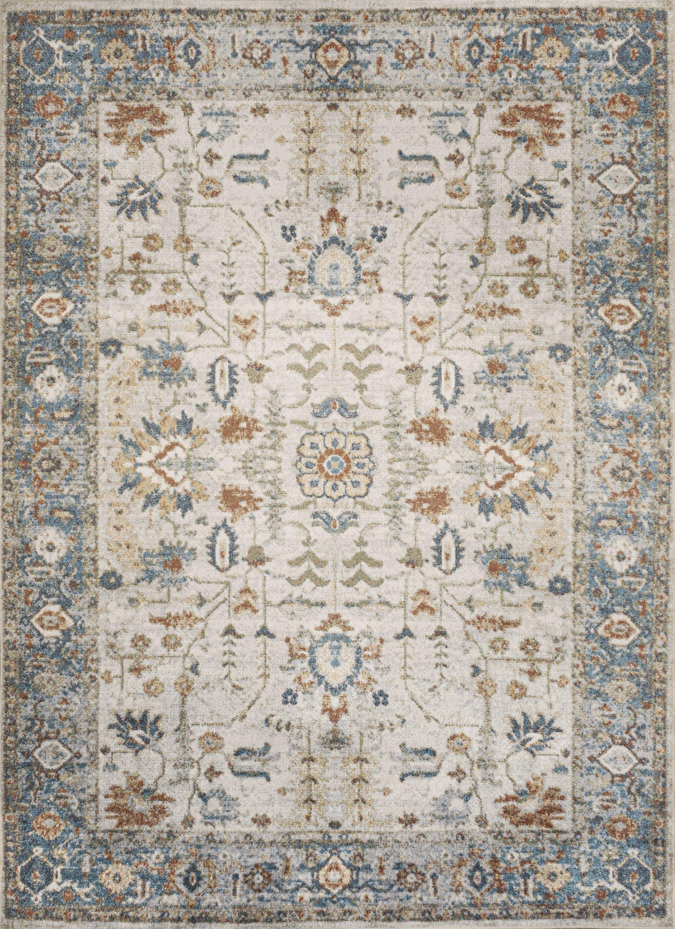 JONATHAN Y Hiero Persian Border Low-Pile Machine-Washable Cream/Terra 5 ft. x 8 ft. Area Rug