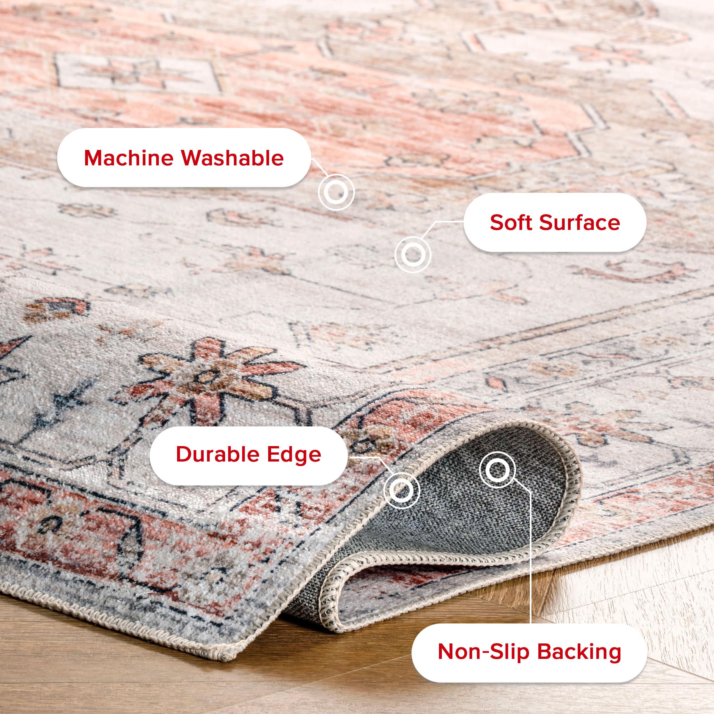 Nuloom Banks Vintage Pet Friendly Machine Washable Area Rug, 2' x 3', Beige