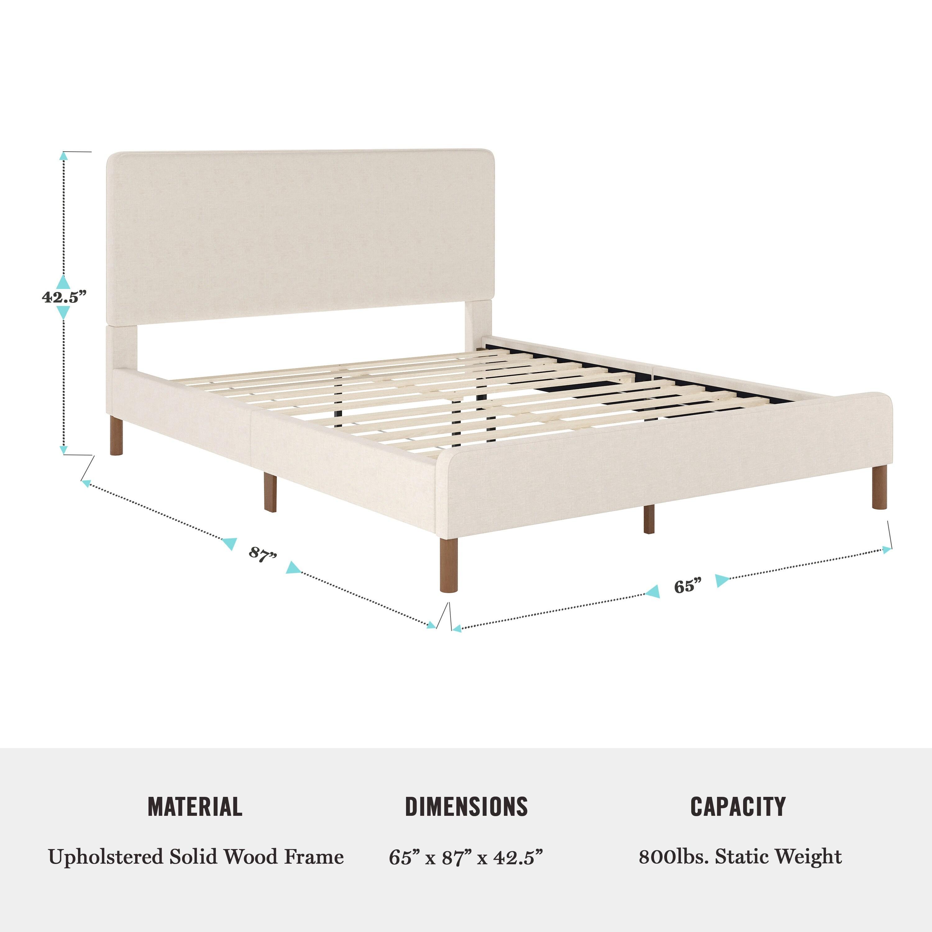 Martha Stewart Britta Upholstered Platform Bed With Piped Detail Headboard