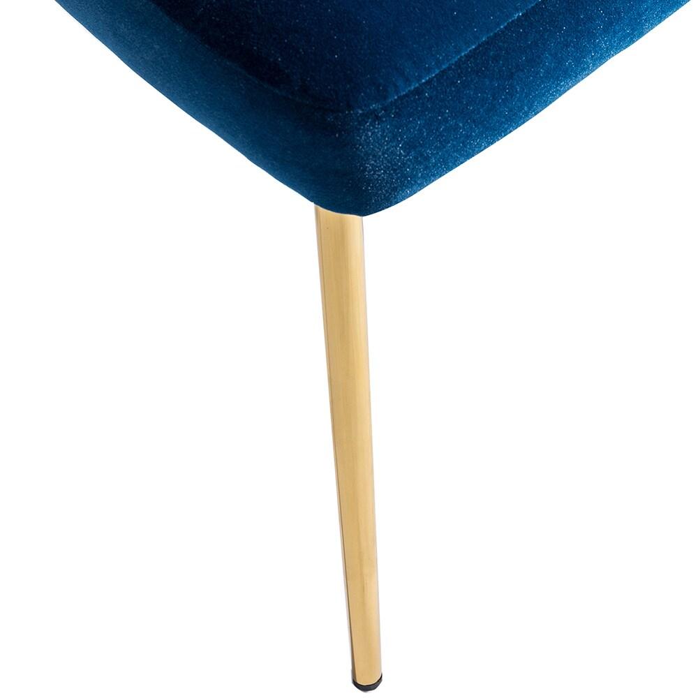 Home Velvet Dining Chairs Set of 2 Upholstered Wingback Accent Side Chairs Metal Legs Living Room Kitchen Navy