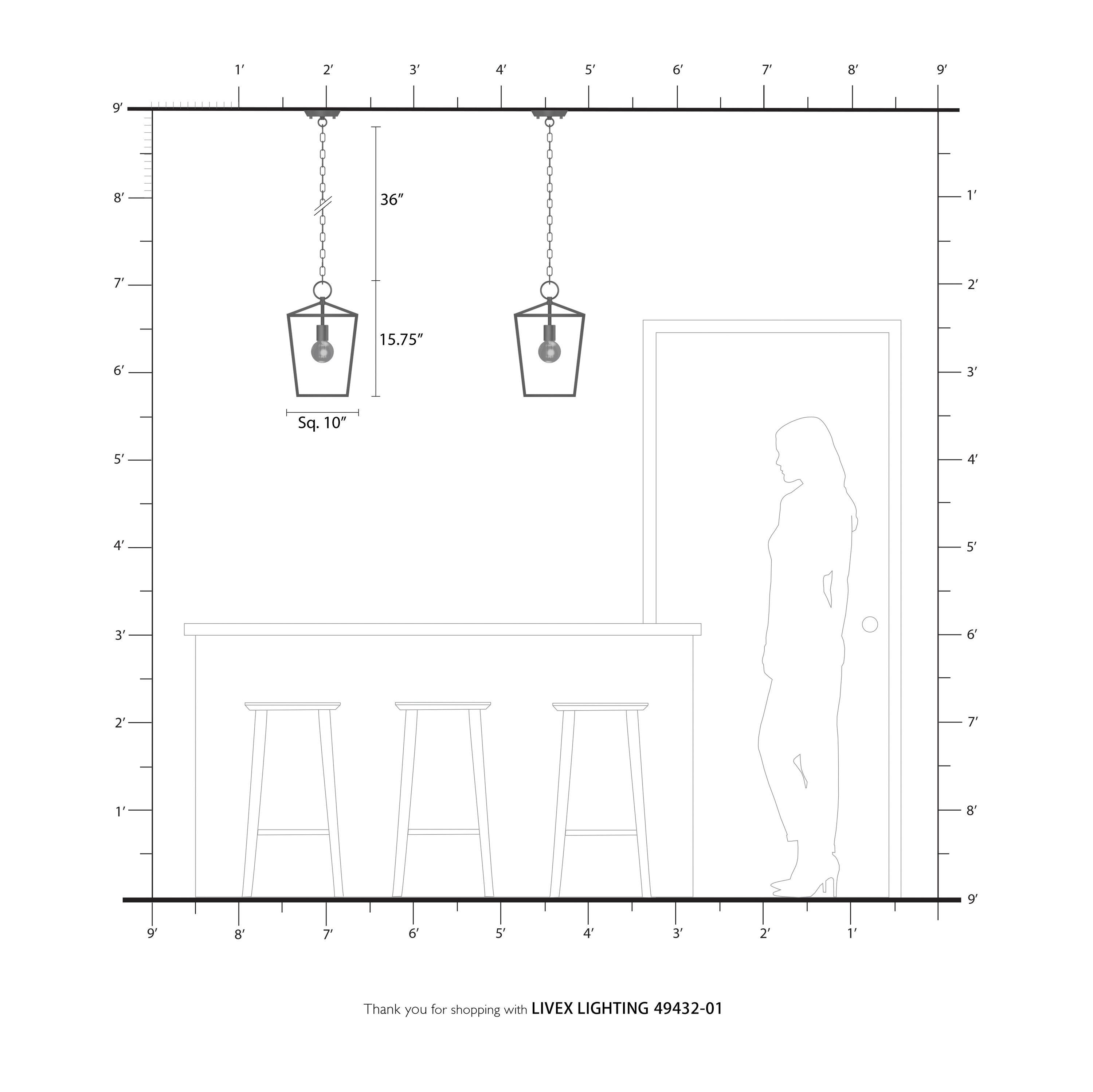 10 Sq. inch 1 Light Convertible Lantern Pendant Lighting Fixture