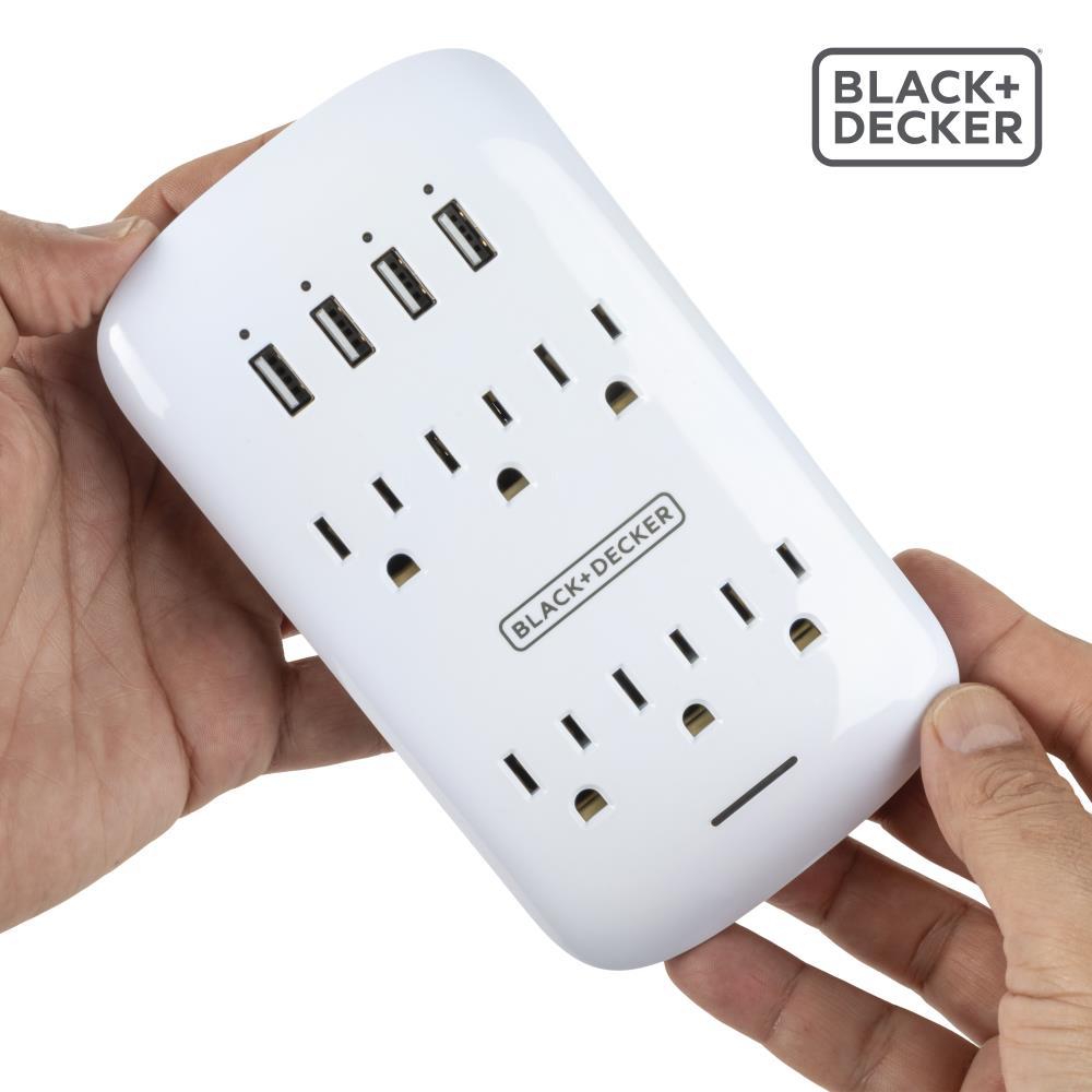 Black + Decker Surge Protector Wall Tap 6 Outlets + 4 USB
