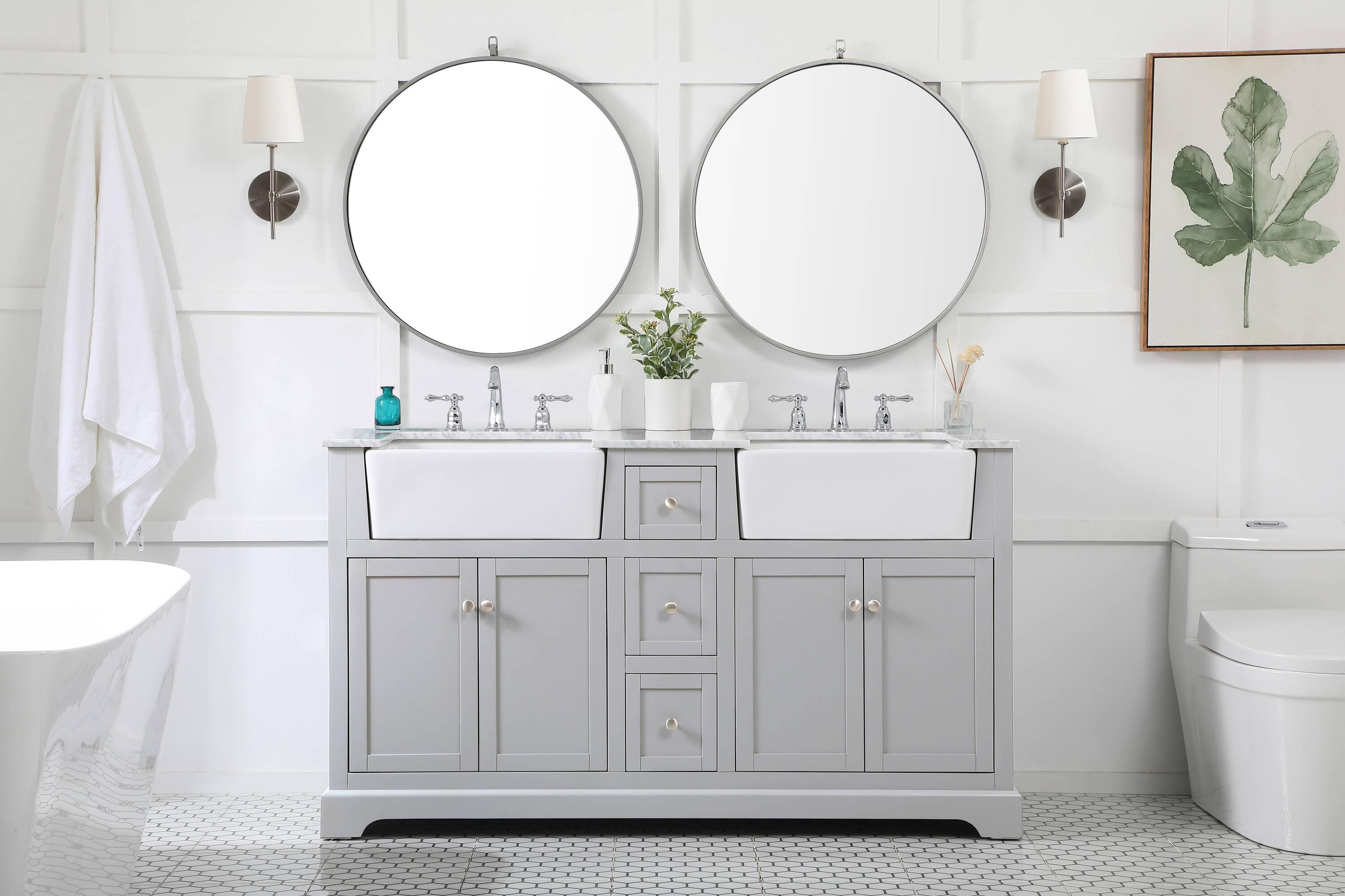 Elegant Decor Franklin 60" Aluminum MDF Double Bathroom Vanity in Gray