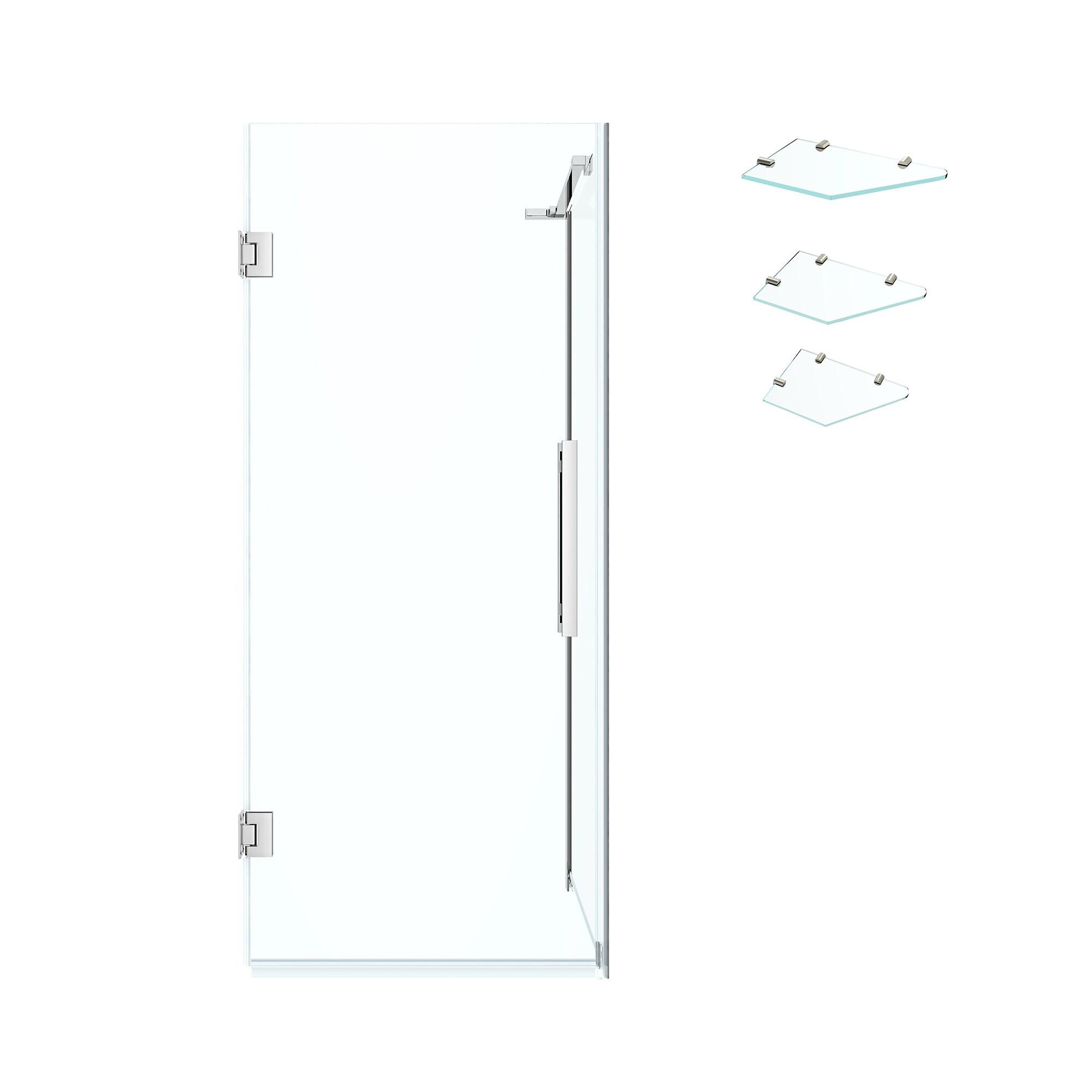 Ove Decors Endless Tampa-Pro 23" W x 72" H Corner Frameless Shower Kit, Door, Panel, Shelves TP0102101
