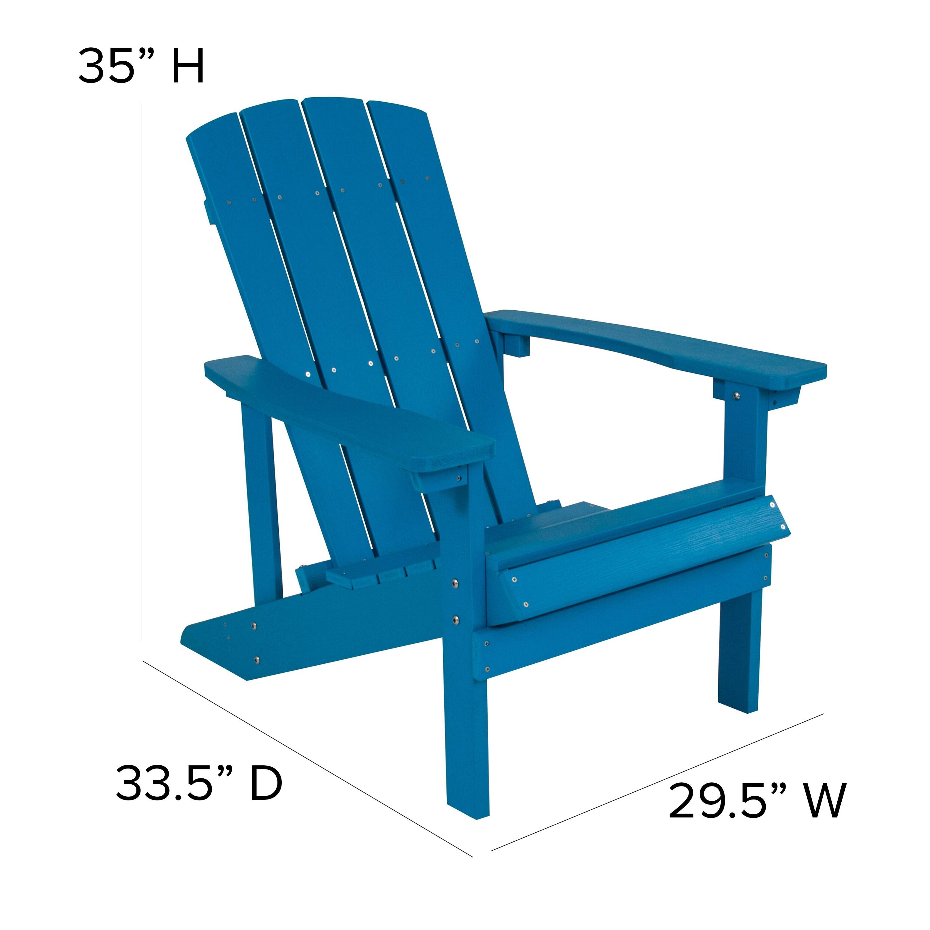 Flash Furniture Set of 2 Charlestown All-Weather Poly Resin Wood Adirondack Chairs in Blue