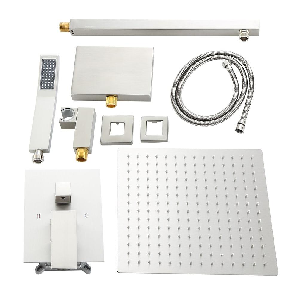 Kichae KE-KH-SLF16013-SS 12 Inch Dual Shower Head Wall Mounted Shower System with Rough-In Valve