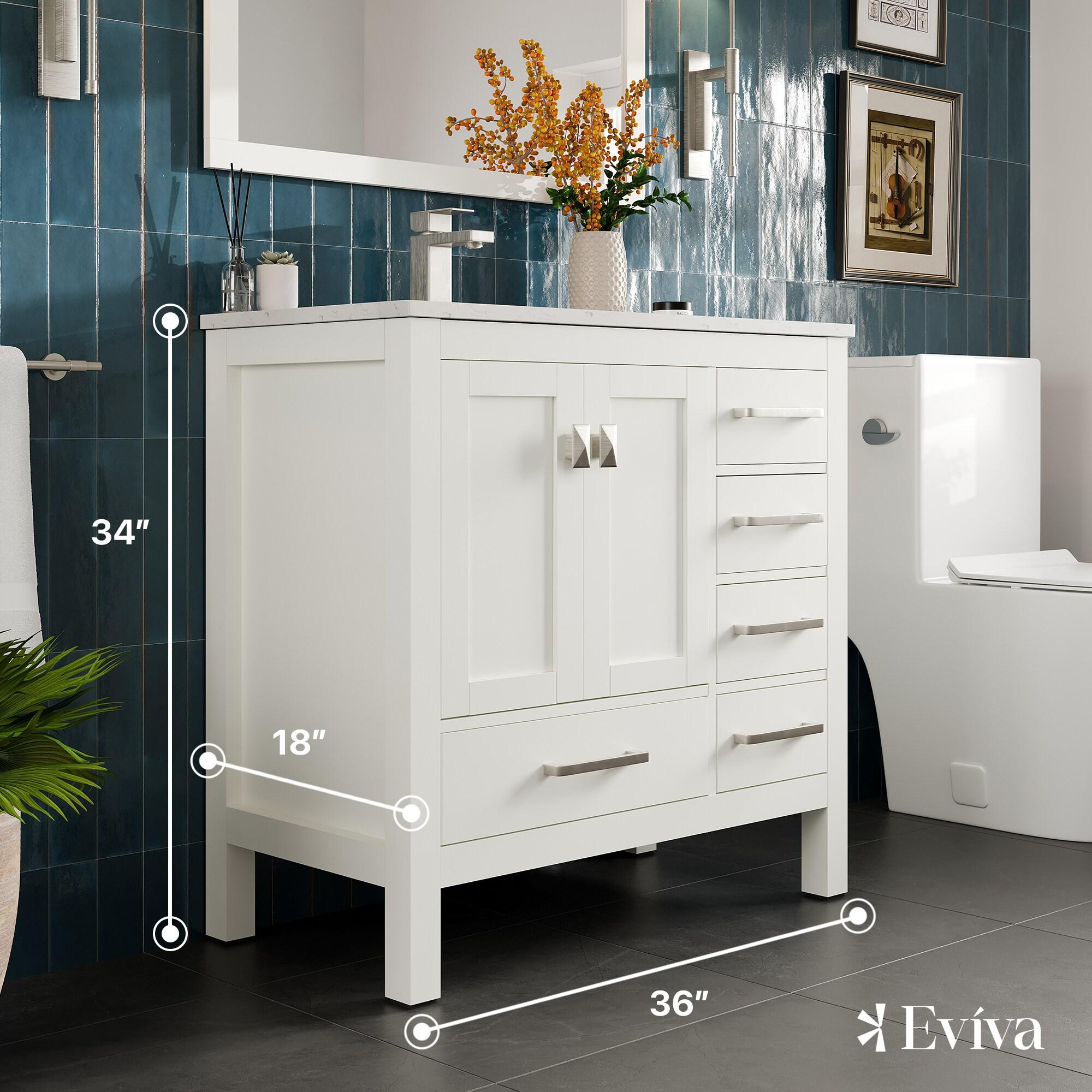 Eviva London 36"W x 18"D Bathroom Vanity with Undermount Porcelain Sink