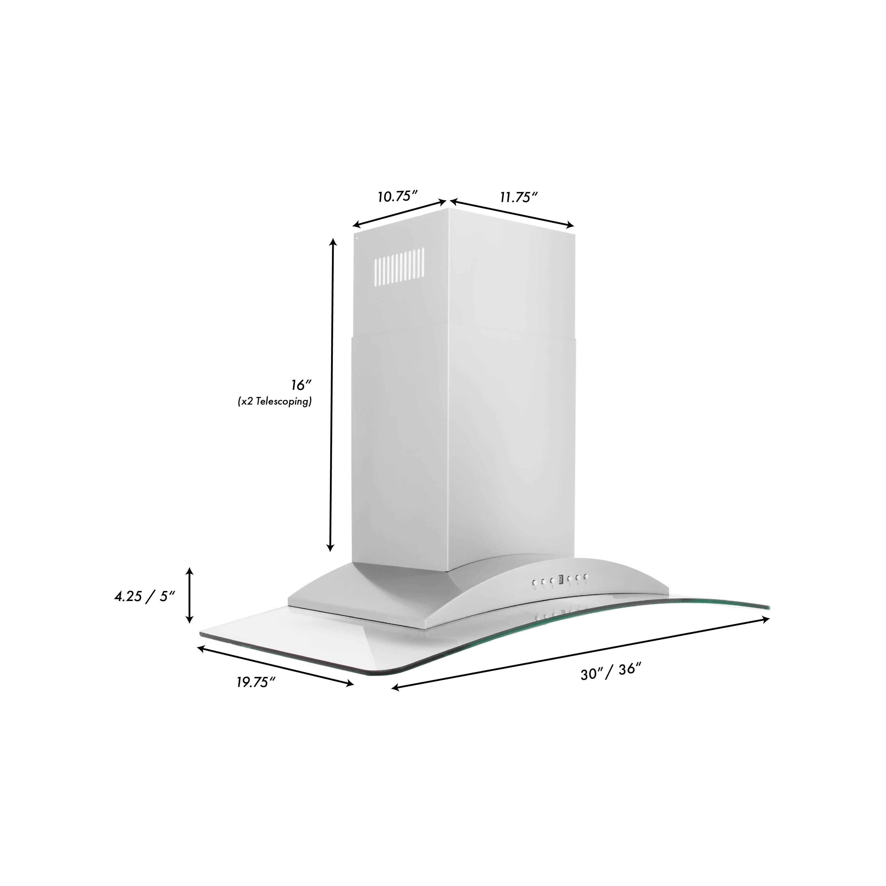 ZLINE ZLINE 36 in. Convertible Vent Convertible Vent Wall Mount Range Hood in Stainless Steel & Glass (KN-36) KN-36
