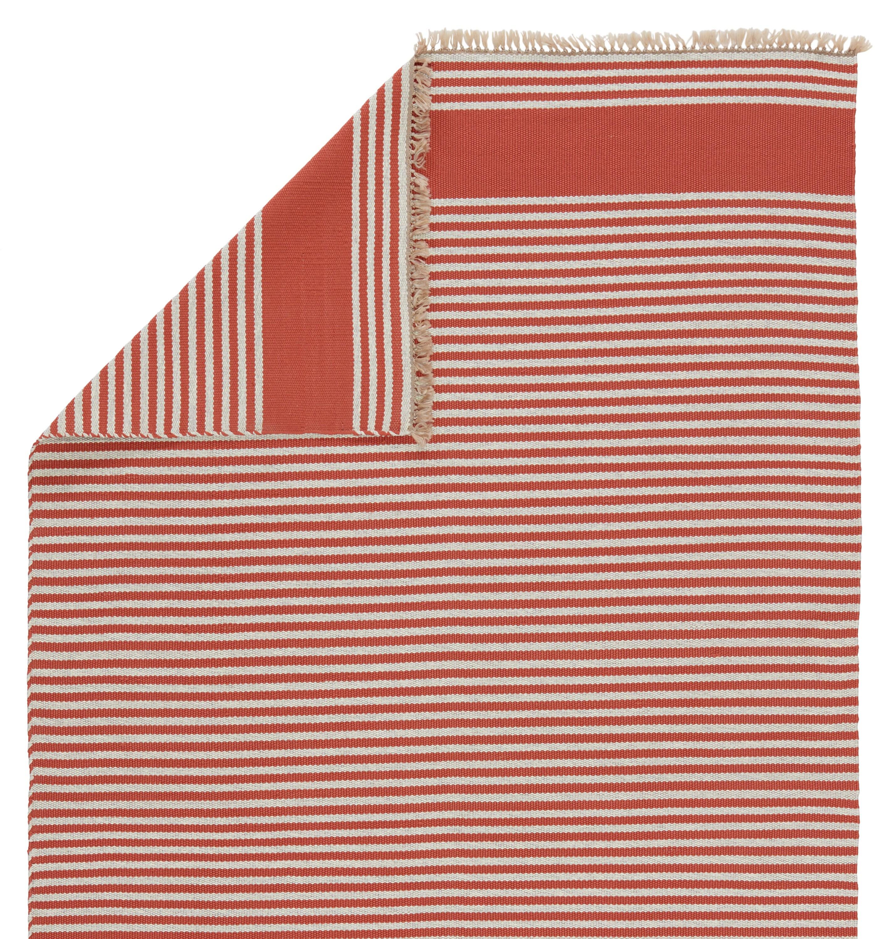 Morro Bay Red and Beige Striped 2'x3' Handwoven Rug