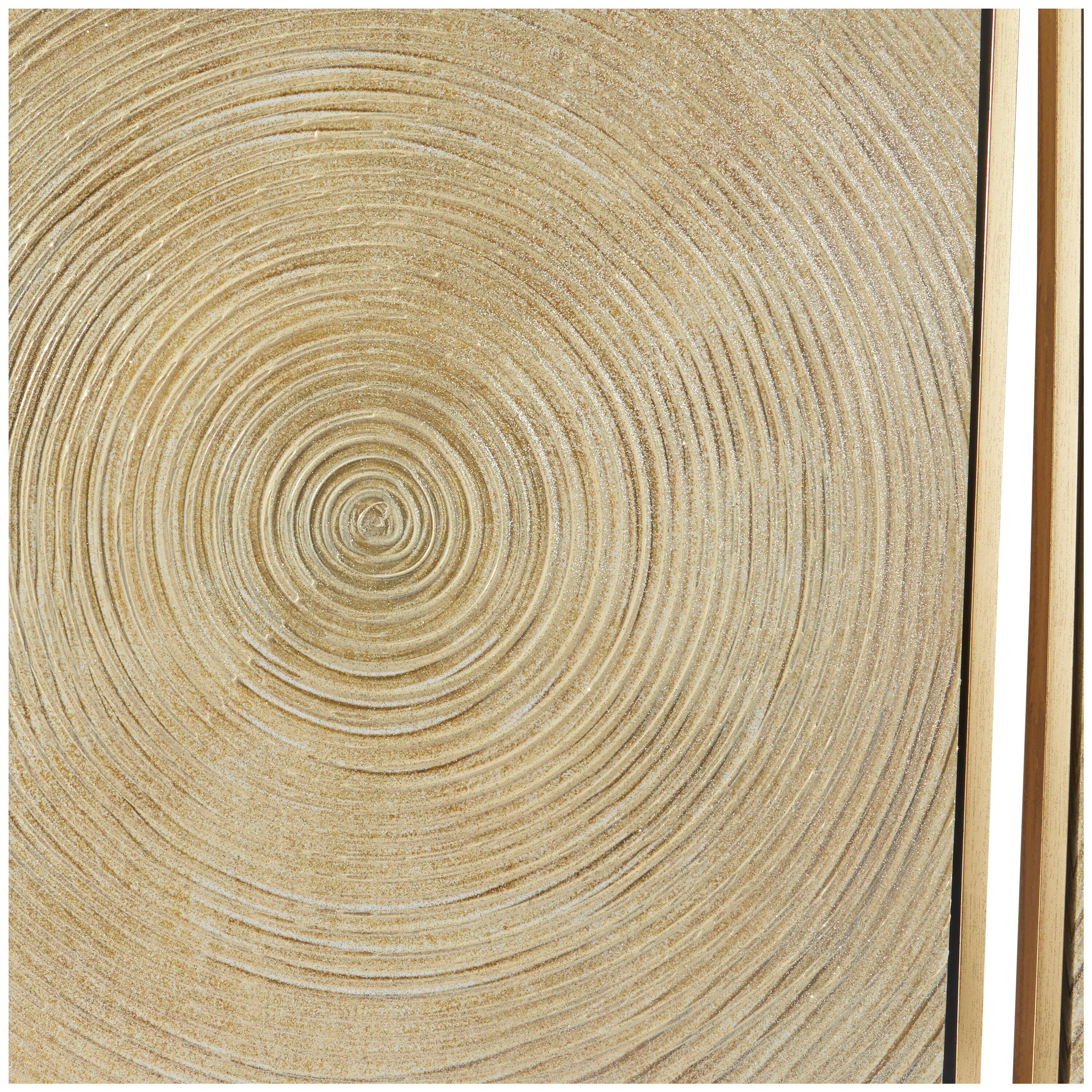 Deco 79 Canvas Starburst Living Room Framed Wall Art Ripple Canvas Wall Art with Gold Frame, Set of 3 Wall Art 32", 16", 16" W, Gold