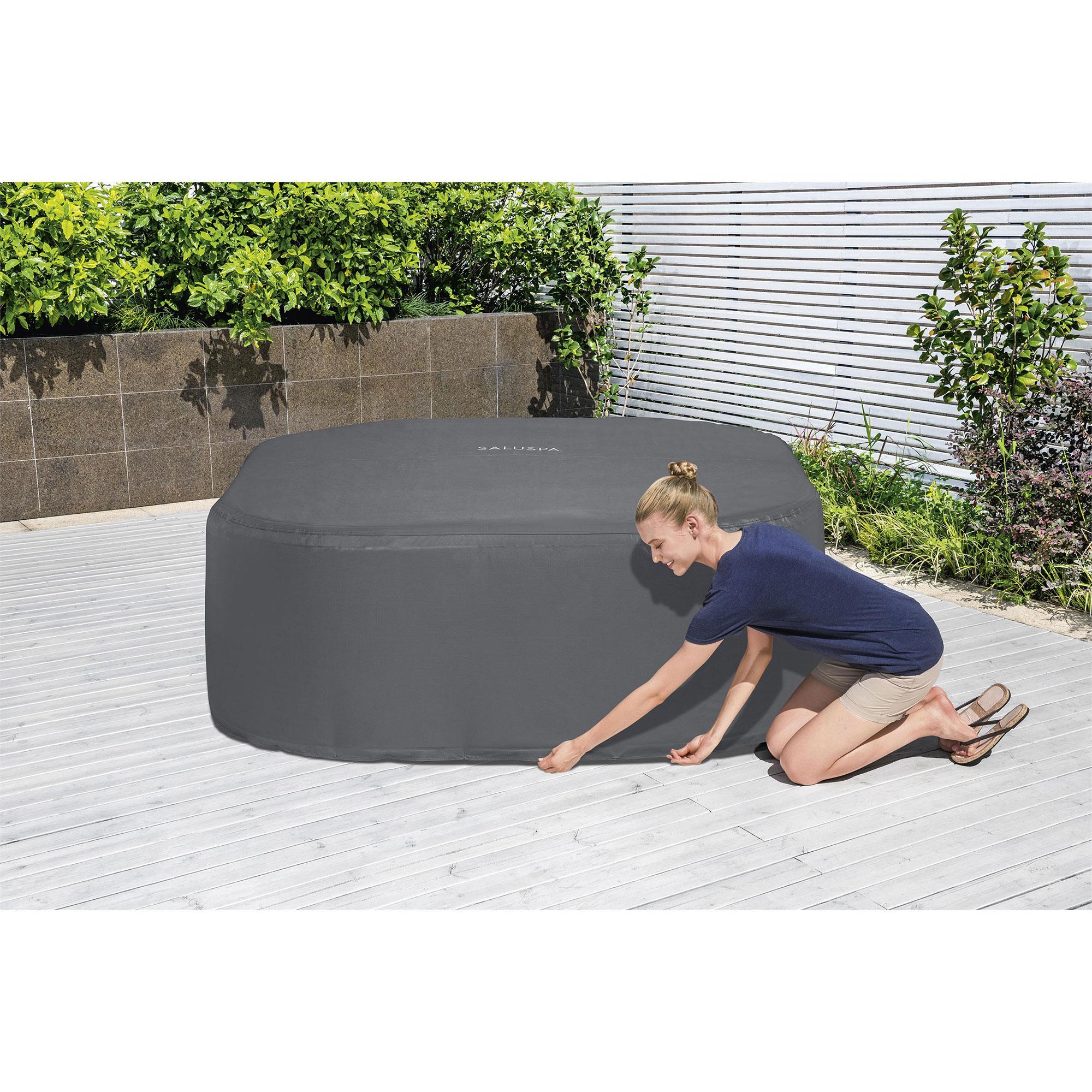 Coleman Gray and White Inflatable Square Hot Tub with Cover