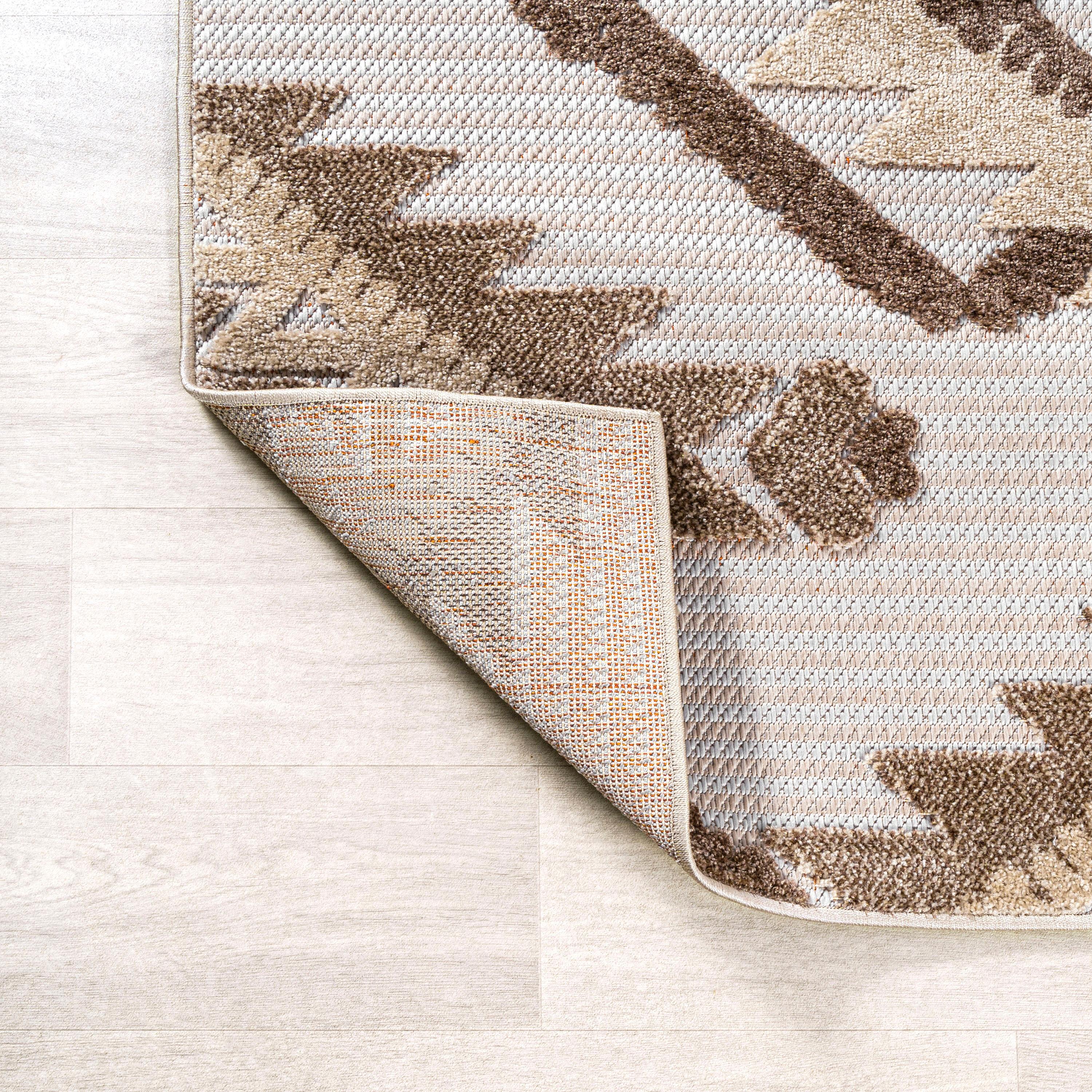 4'x6' Sumak High-Low Pile Neutral Diamond Kilim, Brown/Ivory - JONATHAN Y