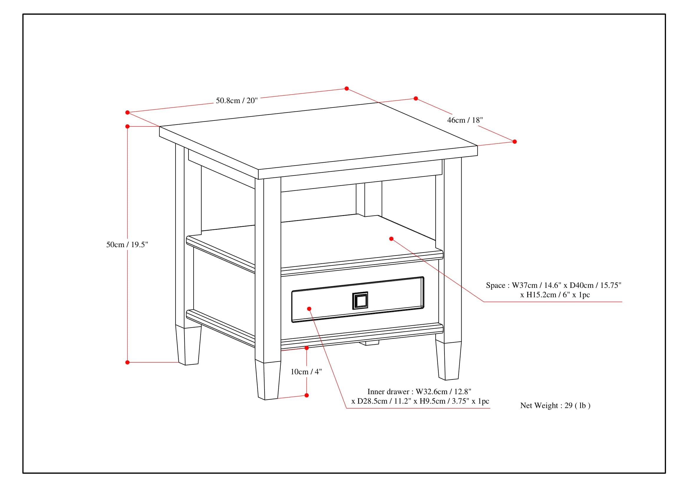 Warm Solid Wood End Table with Storage