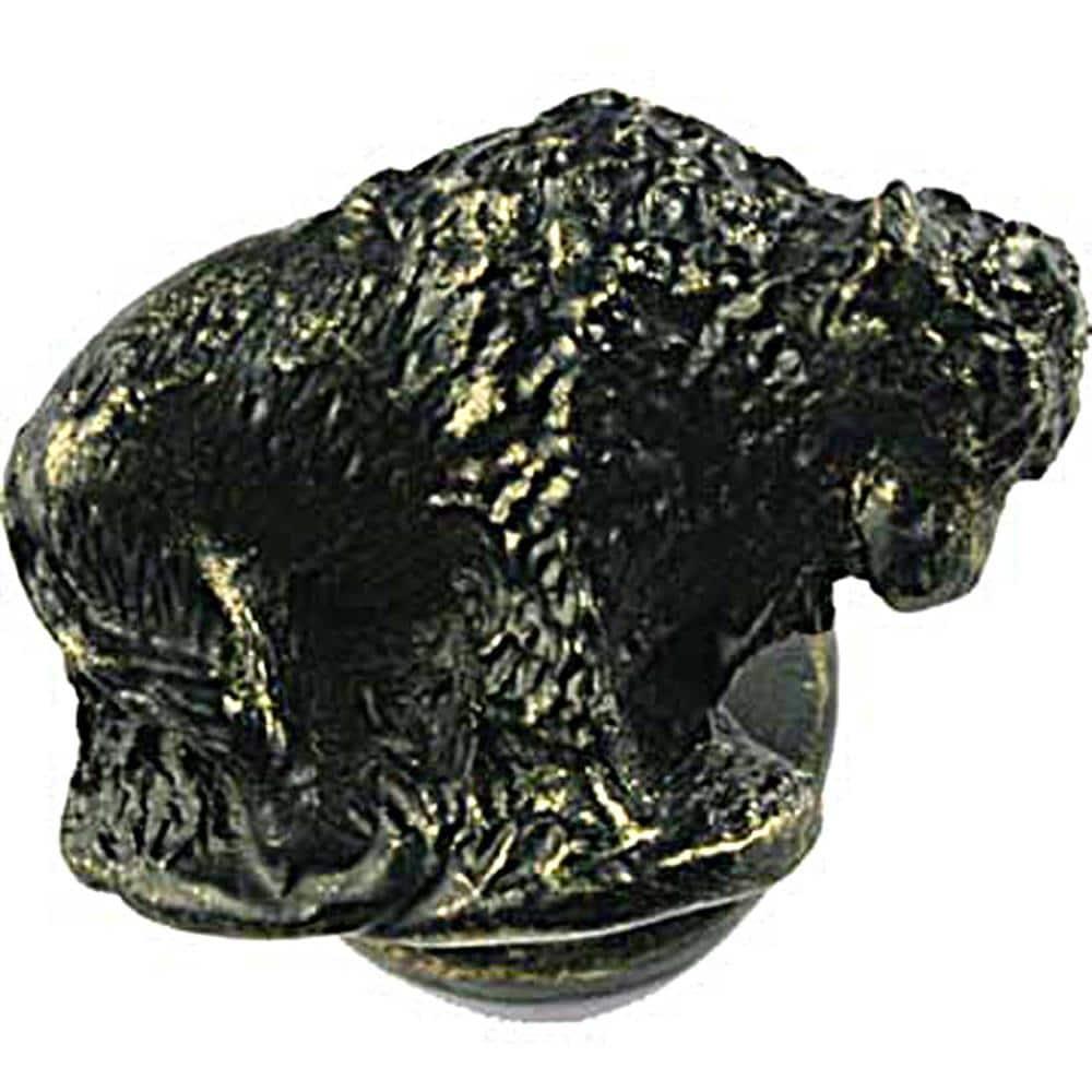 Bronzed Black Rustic Buffalo Cabinet Knob with Mounting Hardware