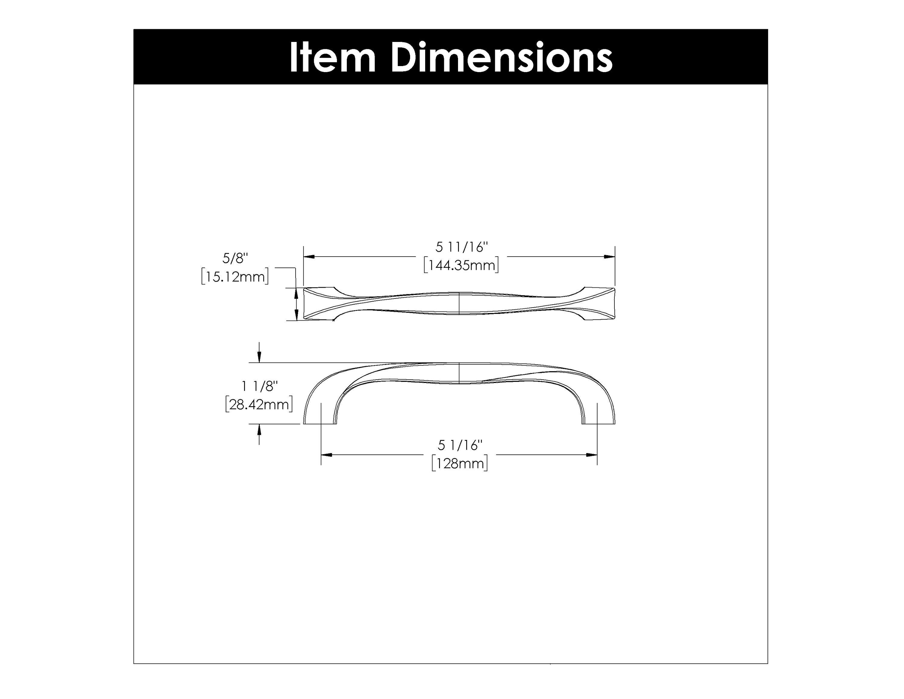 Hickory Hardware 1 Pack Solid Core Kitchen Cabinet Pulls, Luxury Cabinet Handles, Hardware for Doors & Dresser Drawers, 5-1/16 Inch (128mm) Hole Center, Polished Nickel, Twist Collection