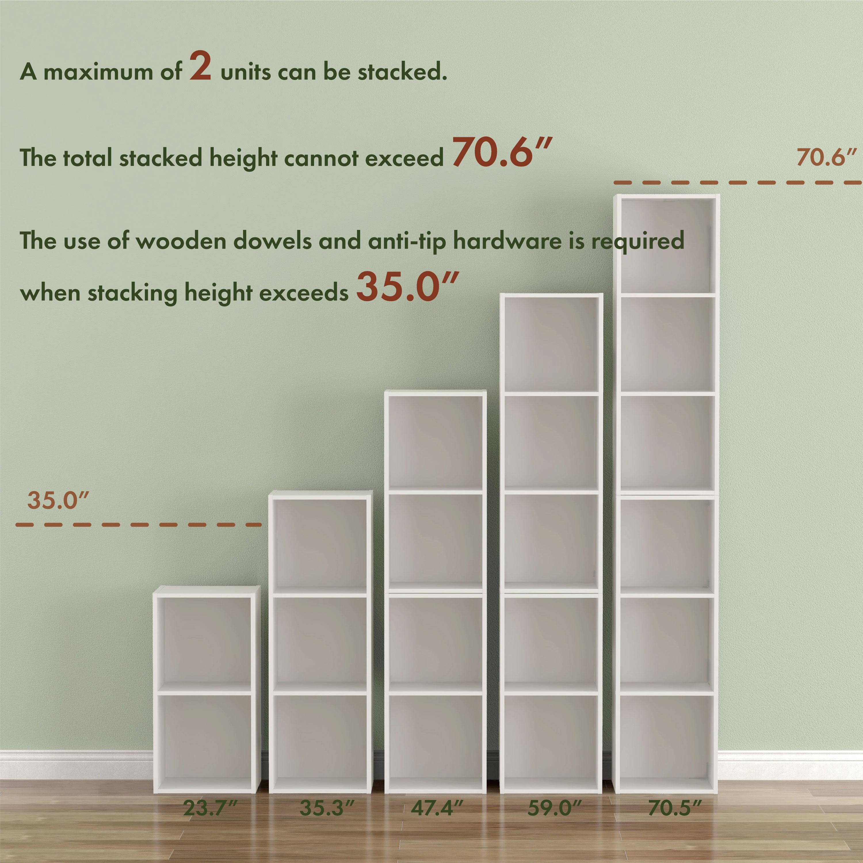 24/7 Shop At Home 46.9" Silkpath Modern 4 Tier Stackable and Modular Bookcase White: Modular Organizer, Open Shelving