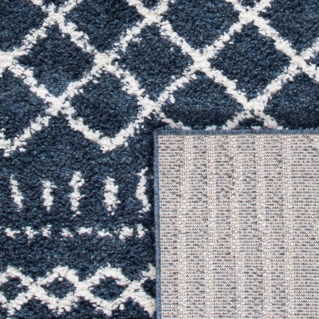 SAFAVIEH Arizona Teagan Geometric Shag Area Rug, Slate Blue/Ivory, 5'1" x 7'6"