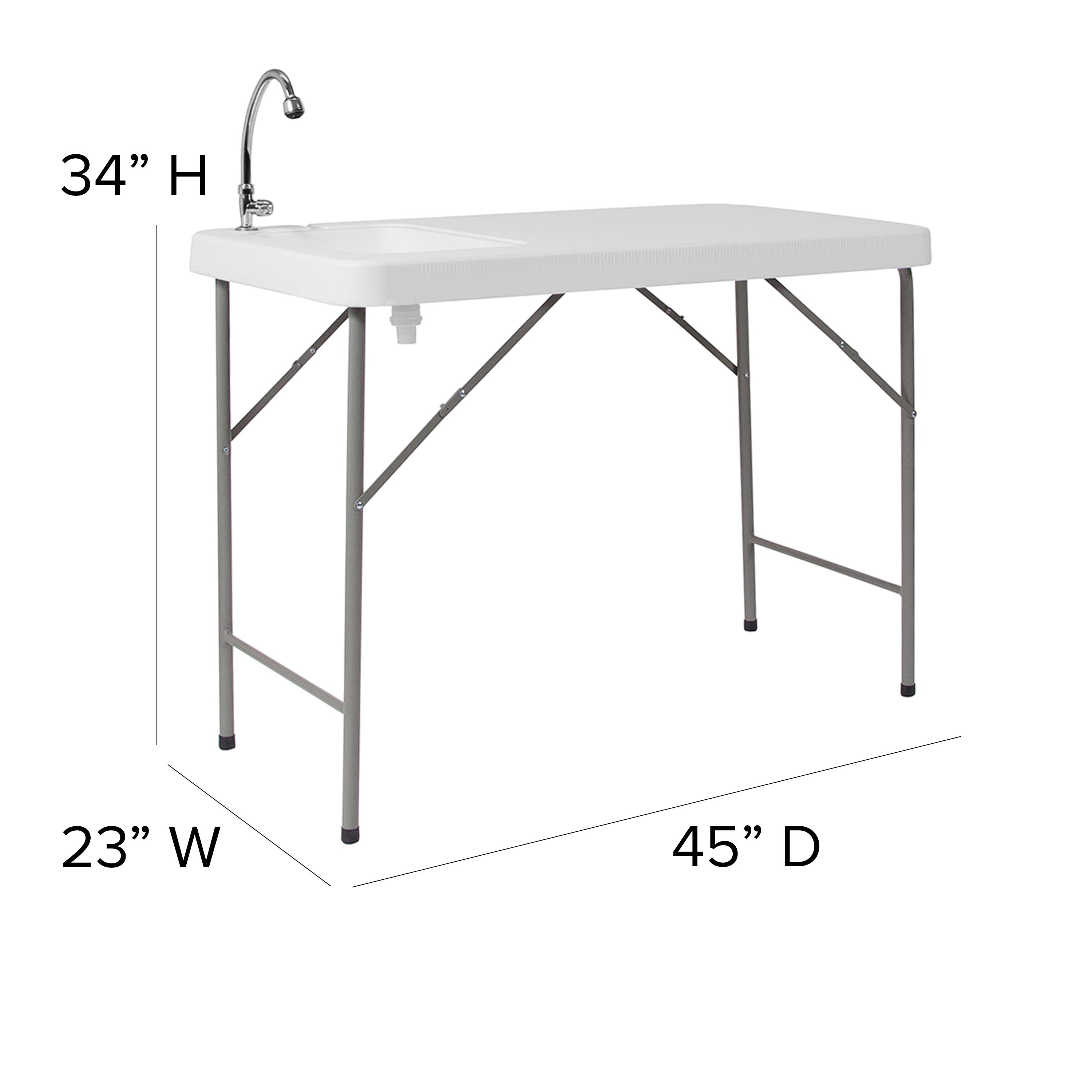 Noah 4' Portable Fish Cleaning Table/Outdoor Camping Table with Sink by Flash Furniture