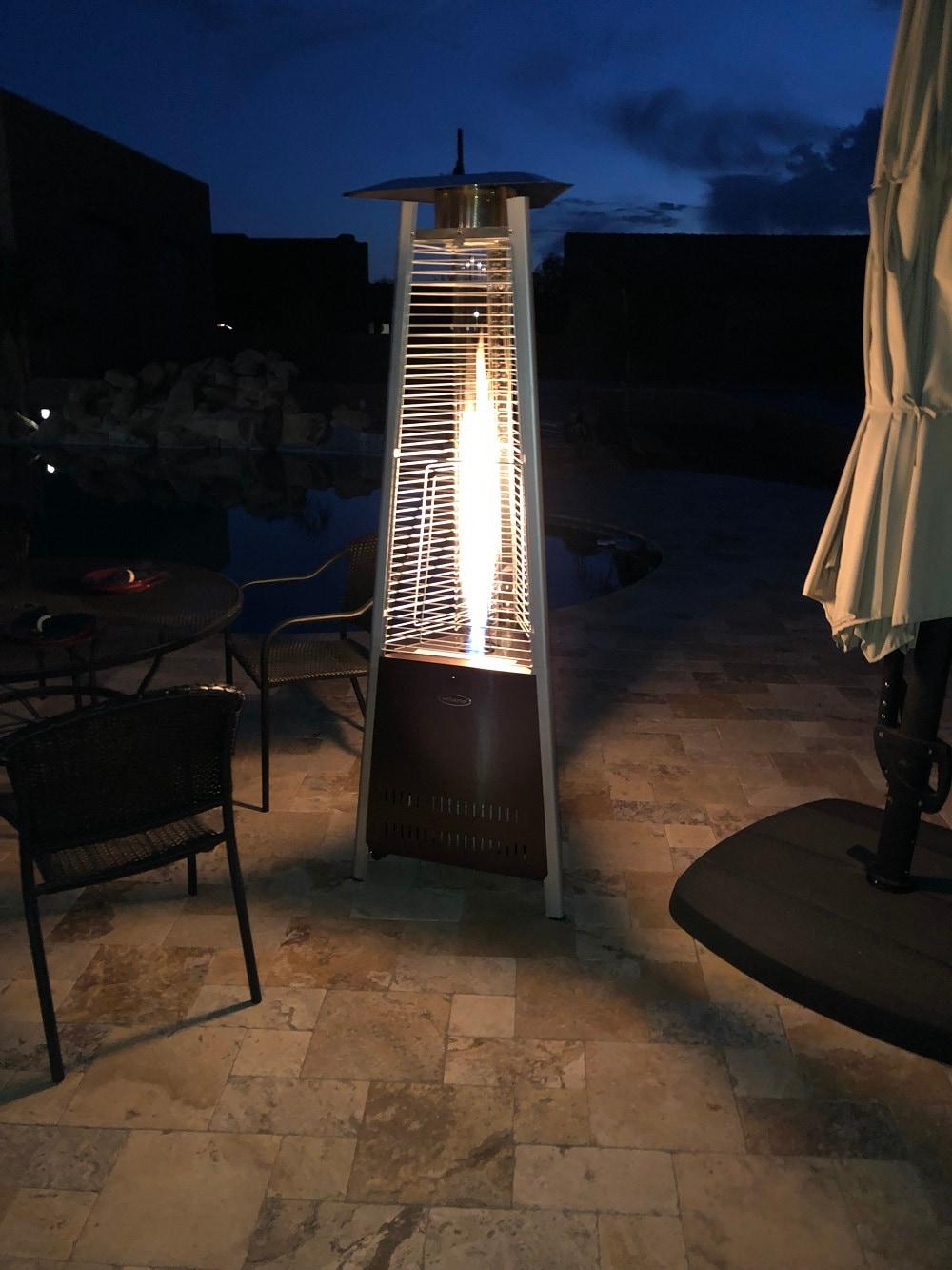 Hiland HLDS01-MGTHG Quartz 40,000 BTU Patio Heater Pyramid, Hammered Bronze