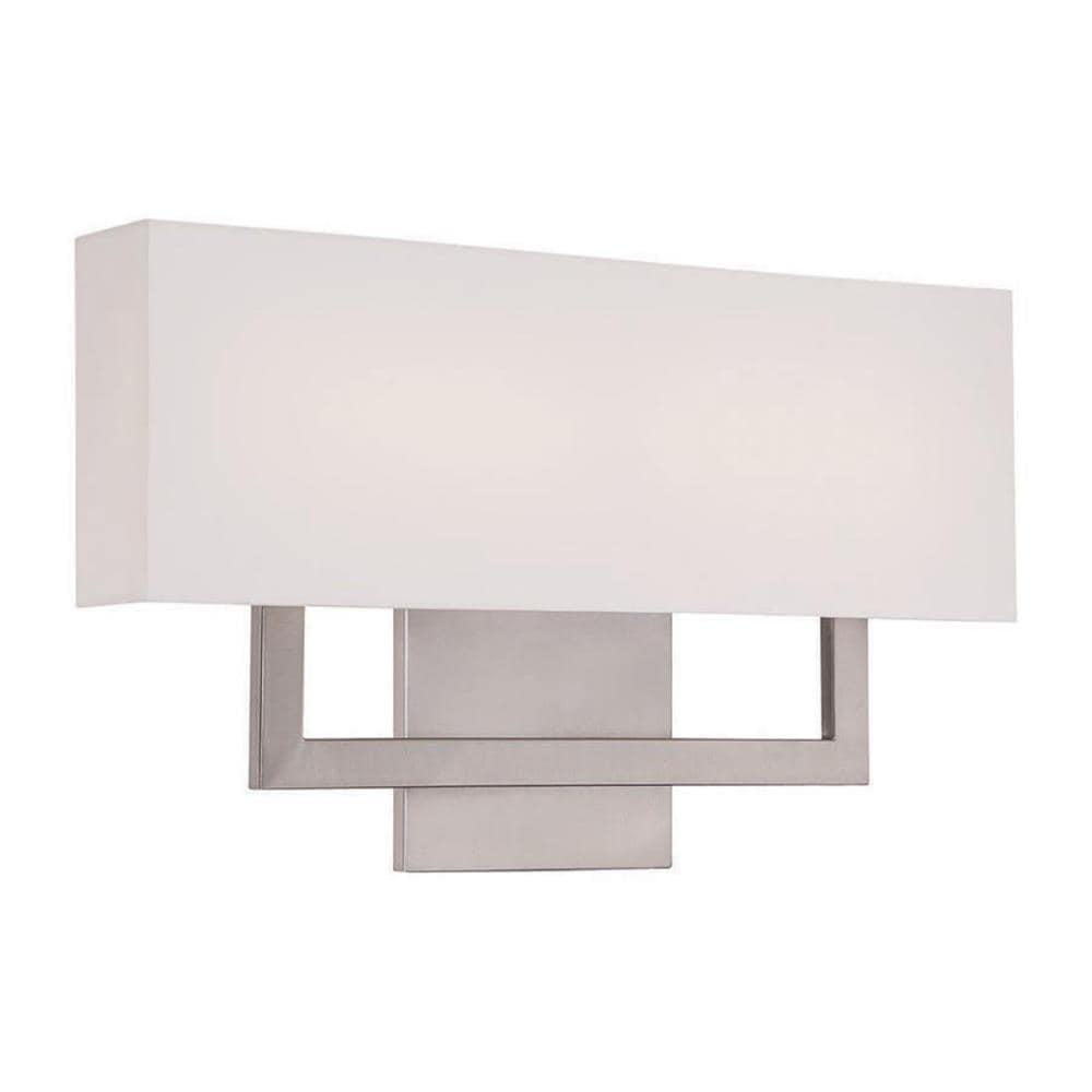 Manhattan 22" Brushed Nickel LED Wall Sconce with Etched Glass Diffuser