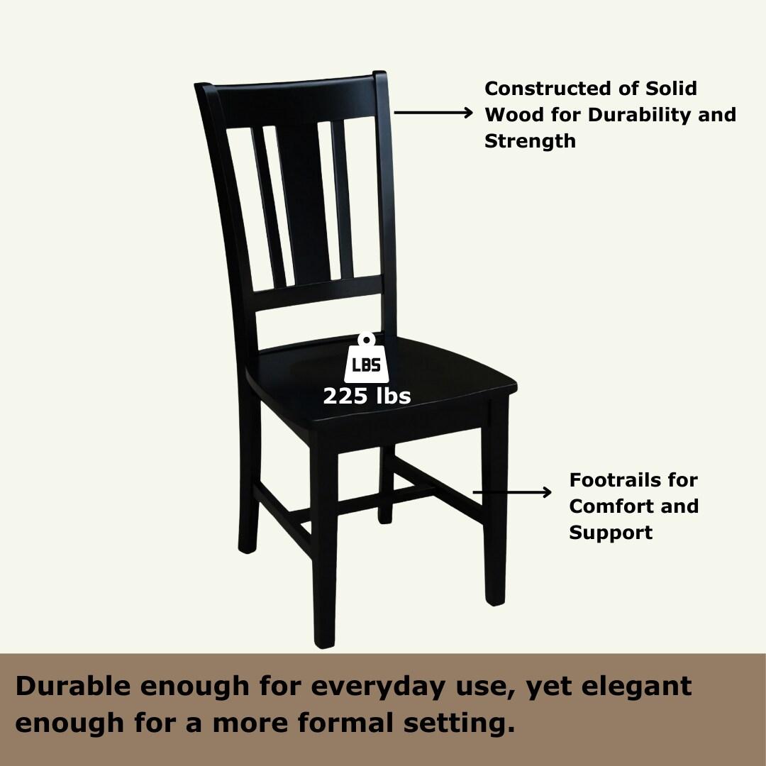 International Concepts Set of 2 San Remo Splatback Chairs Jet Black: Rubberwood Frame, Armless Design