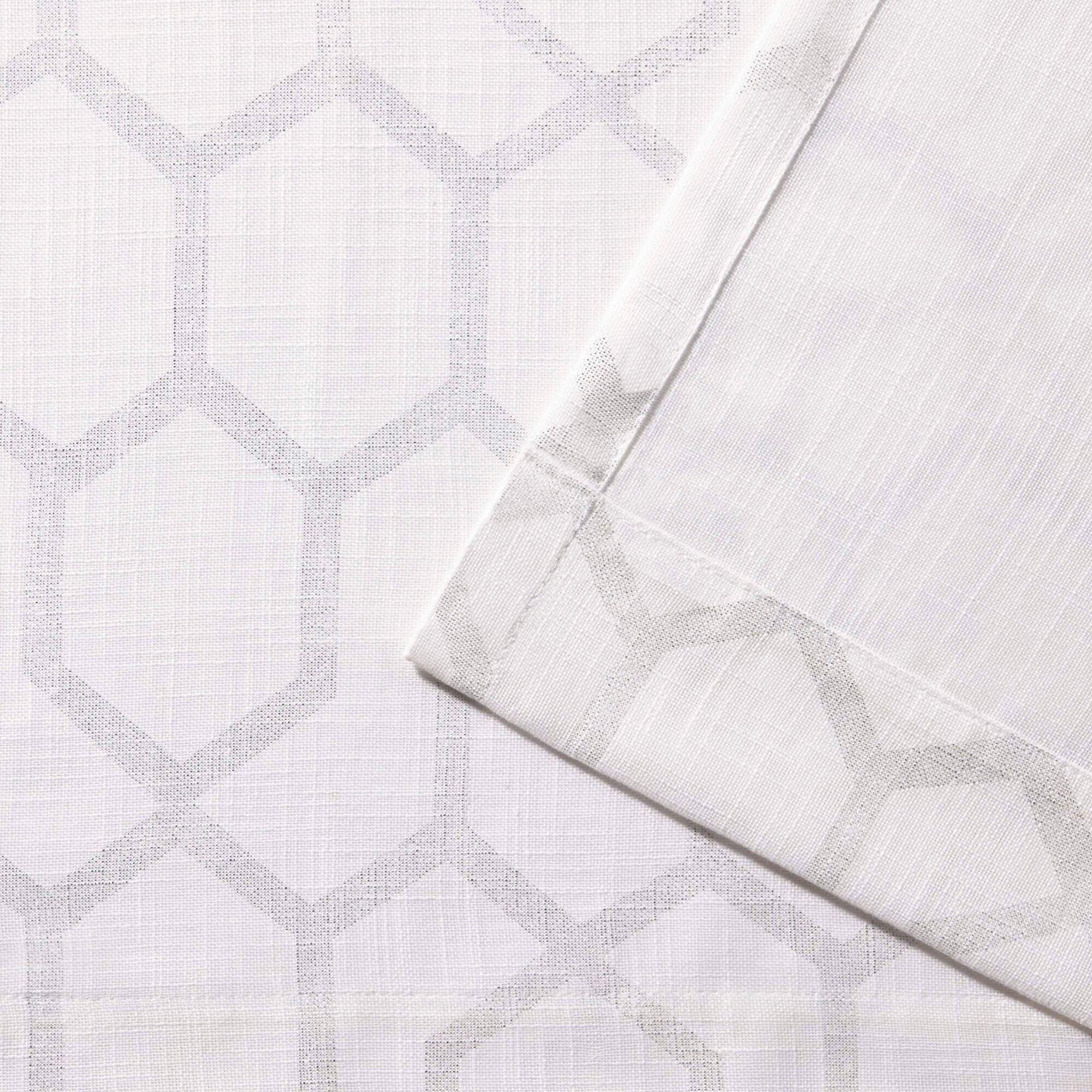 Set of 2 108"x54" Panza Sheer Linen Printed Metallic Geometric Grommet Top Window Curtain Panel White Silver Print - Exclusive Home