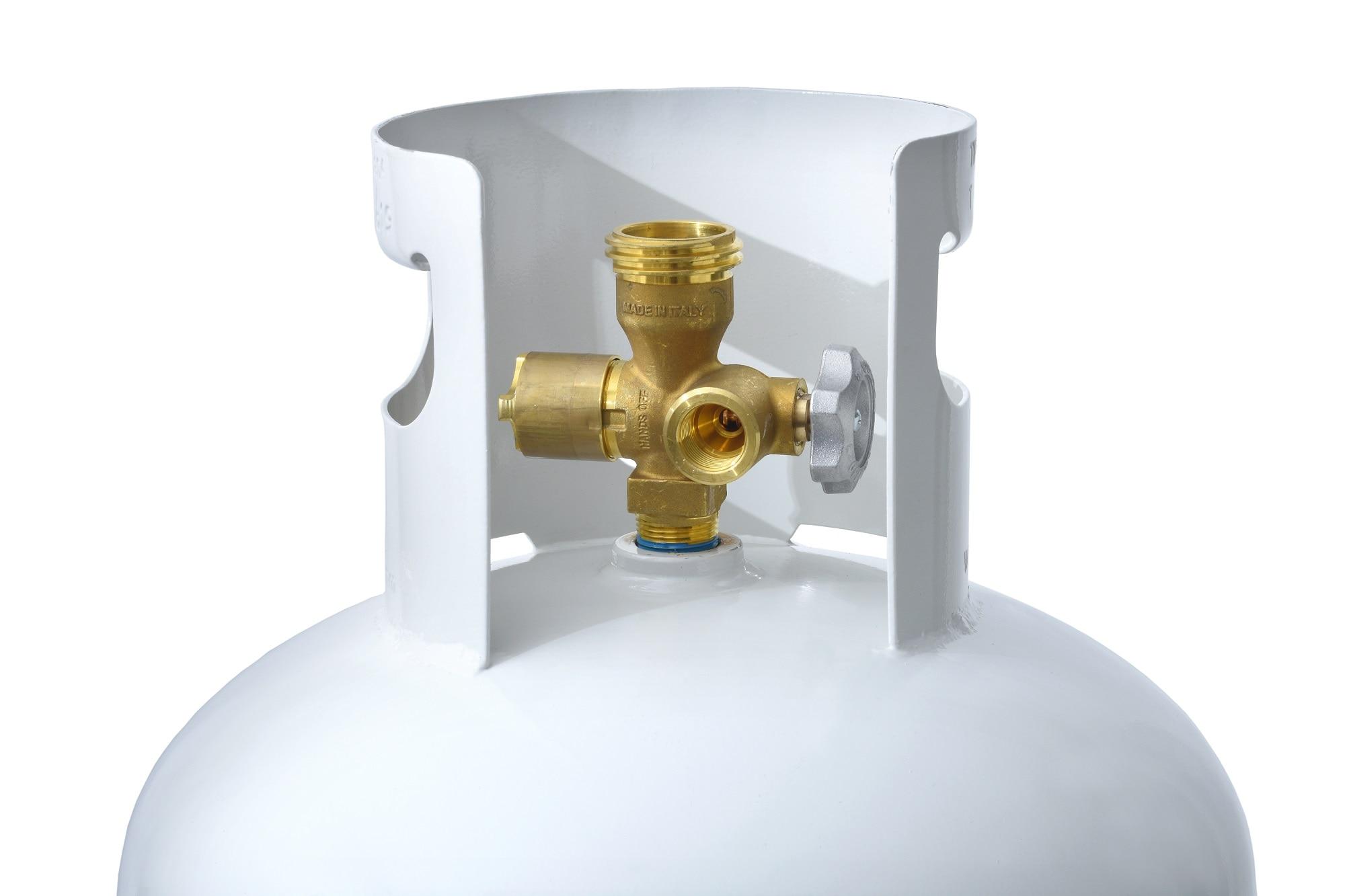 Flame King Flame King 100LB Multi-Valve Propane Tank LP Cylinder with High Capacity Filler, White