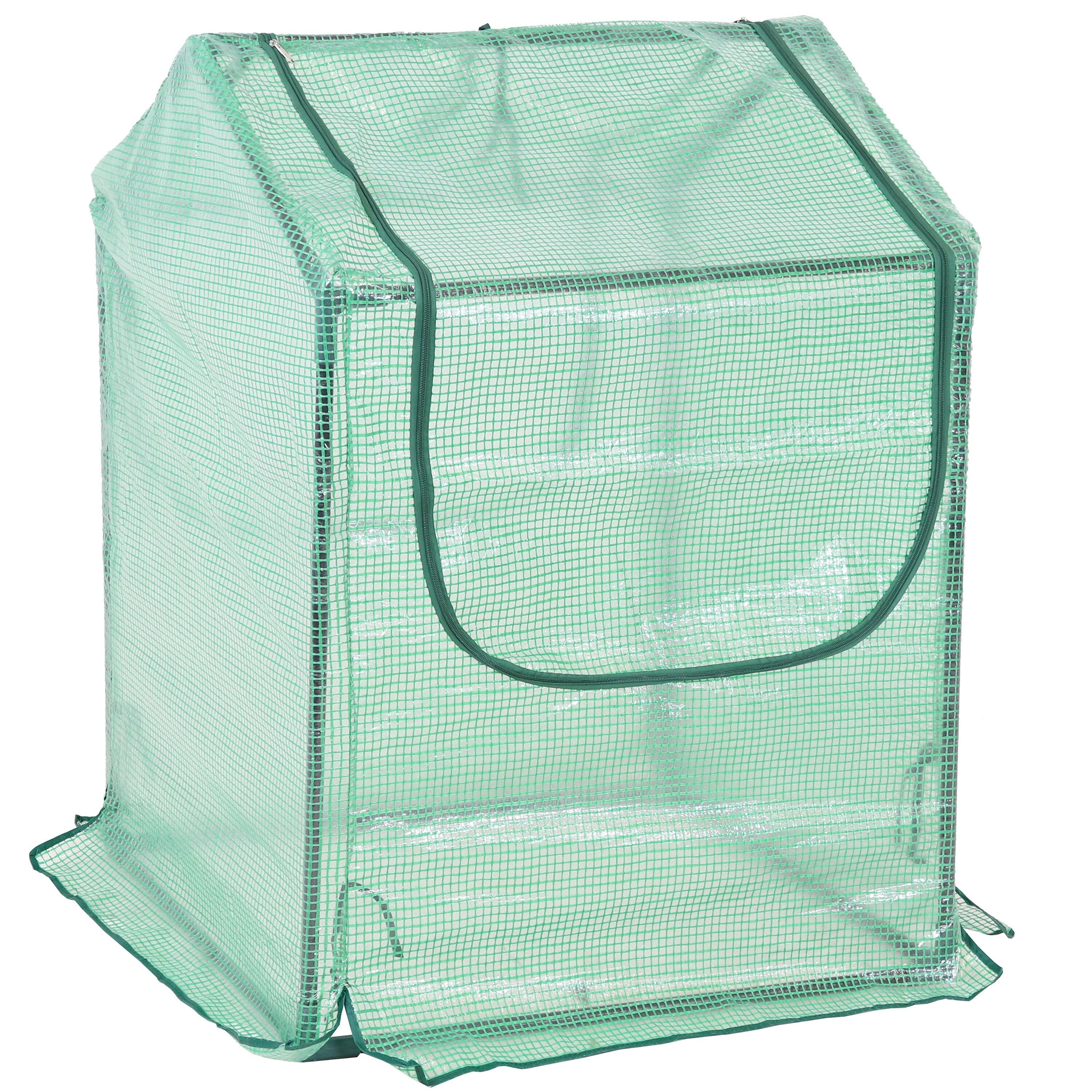 Sunnydaze Mini Greenhouse with 2 Zippered Side Doors - 2' x 2' - Green